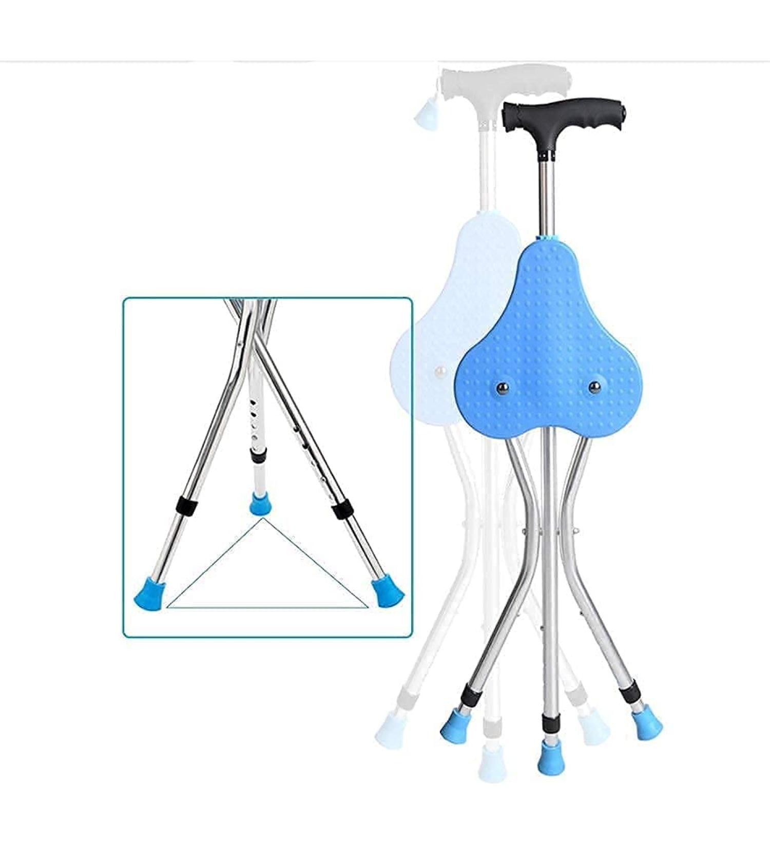 Folding Retractable Crutches Three-Legg Chairs Walking StickLights Canes Lightweight Anti-Skid Hiking Blue 87.5-97.5Cm Climbing Elderly Travelg Everything is fine - Buy Online on GoSupps.com