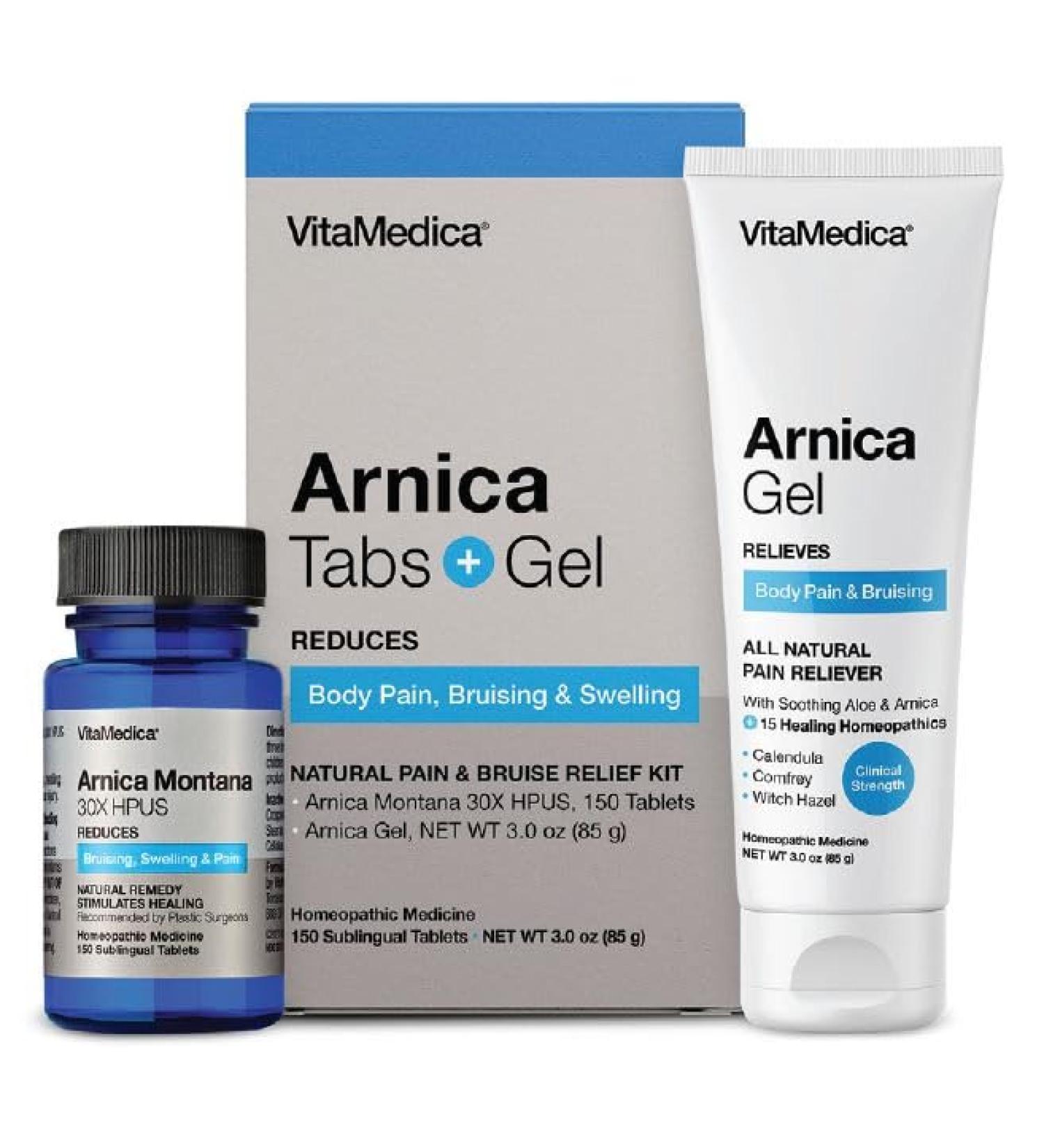 Buy VitaMedica Arnica Montana Tablets & Gel Bundle | Natural Pain Relief Bruising & Swelling | 150 Tablets & 3oz Gel - Made in USA - Buy Online on GoSupps.com
