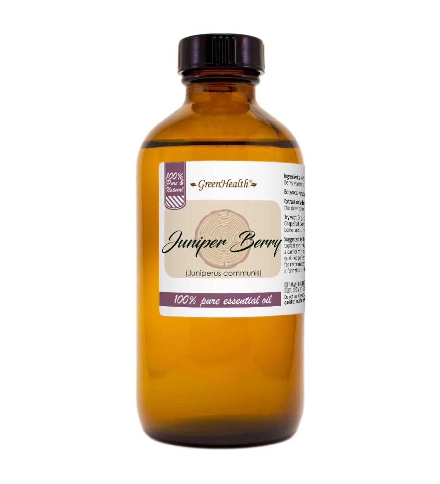 Juniper Berry Essential Oil 8 fl oz (237 ml) Glass Bottle w/Cap 100% Pure GreenHealth - Buy Online on GoSupps.com