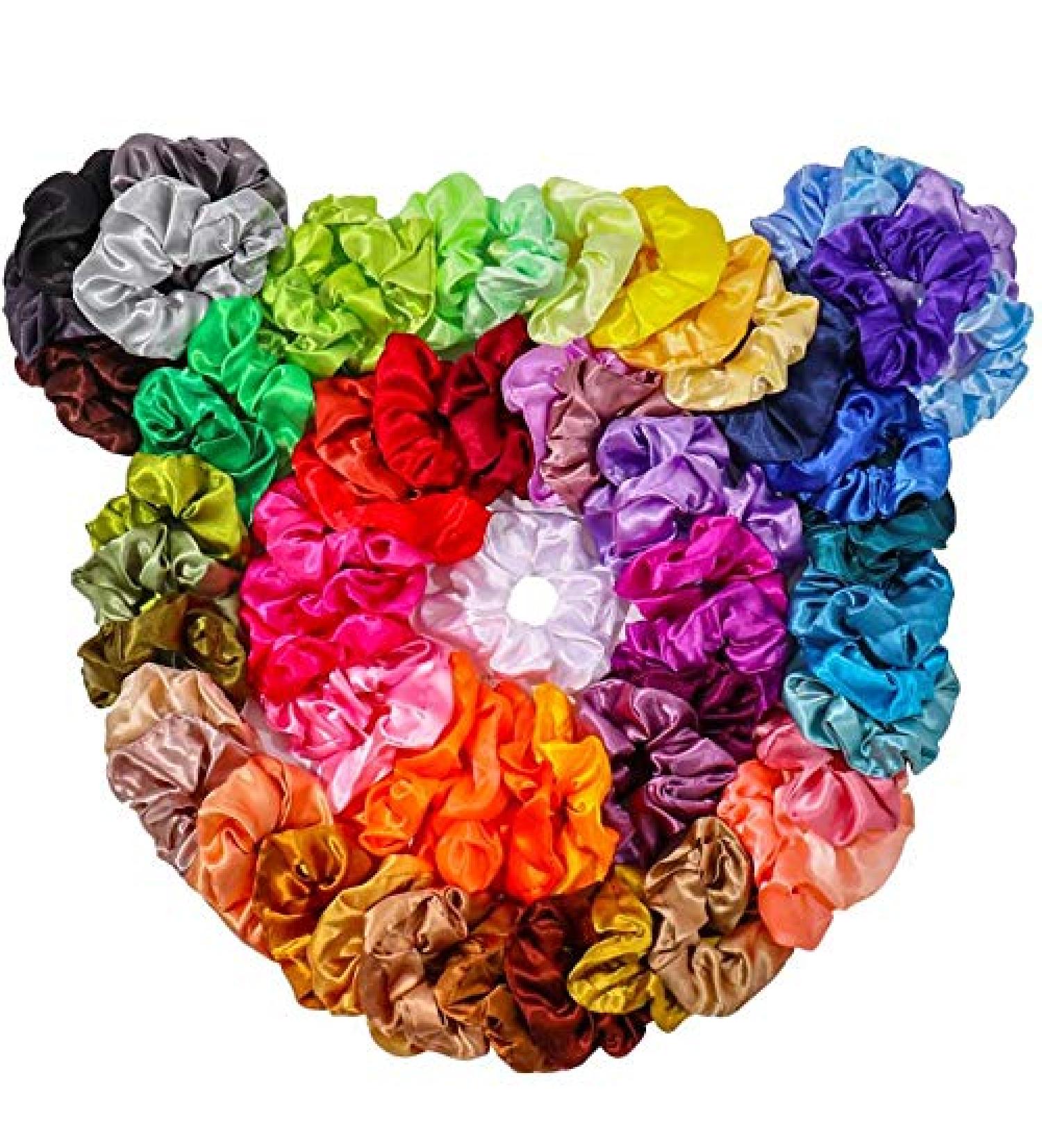 ZZICEN Satin Scrunchies 60 Pack - Silk Hair Elastics for Women and Girls - Buy Online on GoSupps.com