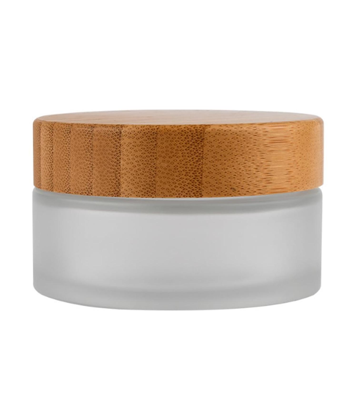 1PC 100ml/3.5oz Empty Frosted Glass Cream Jar with Wood Grain Lid Refillable Travel Makeup Cosmetic Face Lotion Cream Emulsion Container Bottle Storage Pot with Inner Linner - Buy Online on GoSupps.com
