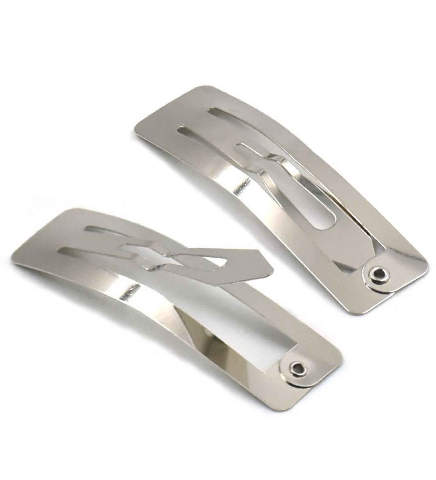 100 pcs 50mm 2" Square Metal Snap Prong Clamp Clip Cross Barrette Butterfly for Girl Hair Bows Nickel