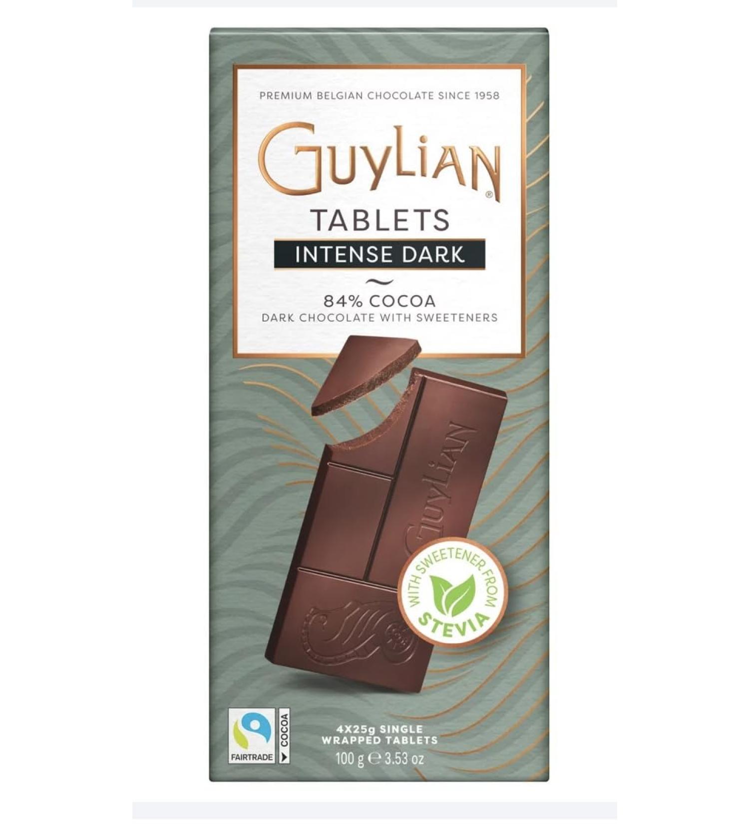 GuyLian Guylian Intense Dark Chocolate 84% cocoa with stevia 100g pack of 12