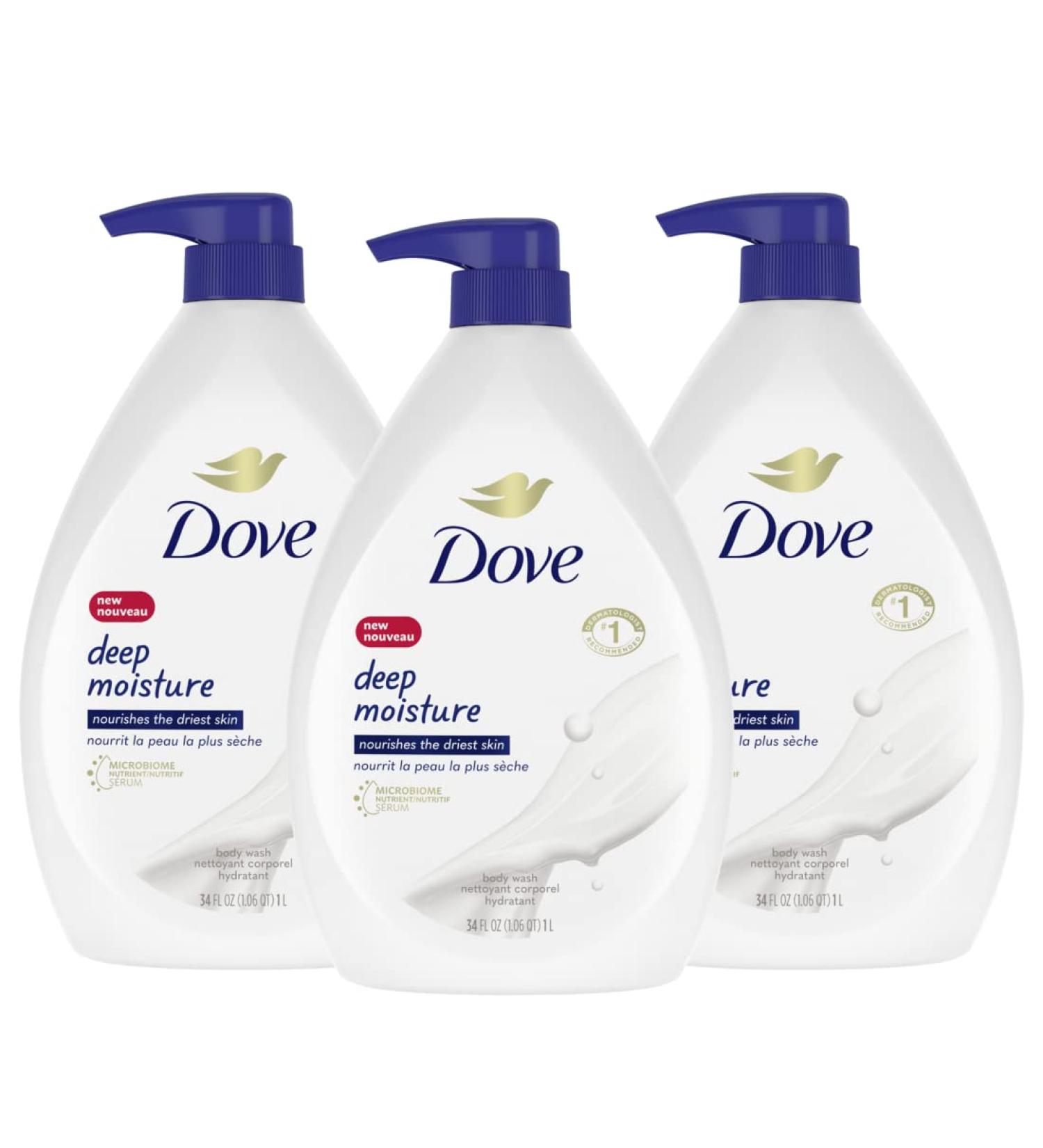 Dove Body Wash with Pump - 34oz (Pack of 3) | Deep Moisture Cleanser with Skin Natural Nourishers for Soft and Nourished Skin - Buy Online on GoSupps.com