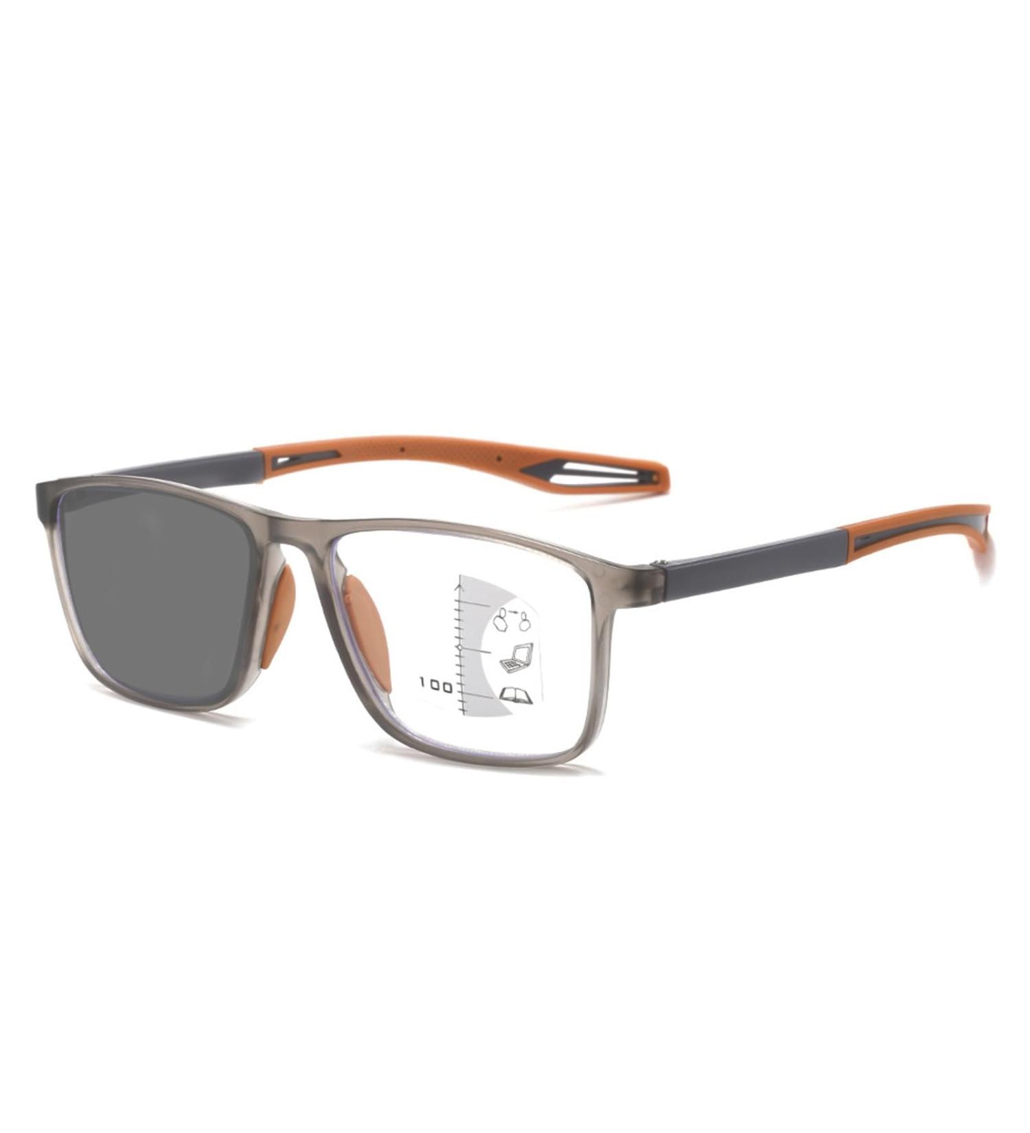 Photochromic Multifocus Reading Glasses | Anti Blue Light Readers | TR90 Flexible Sports Sunglasses 2.5x Orange - Shop Internationally - Buy Online on GoSupps.com