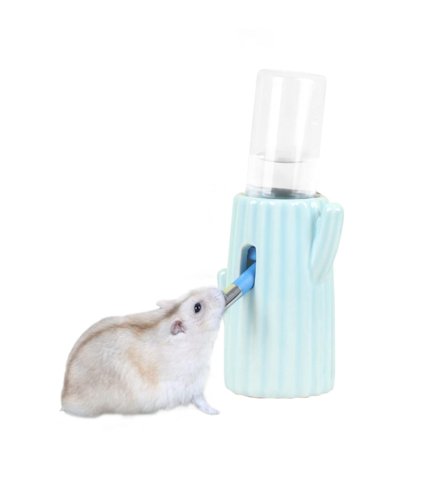 BUCATSTATE Ceramic Cactus Hamster Water Bottle 120ml - Leakproof Guinea Pig & Rabbit Water Feeder (Blue) - Buy Online on GoSupps.com