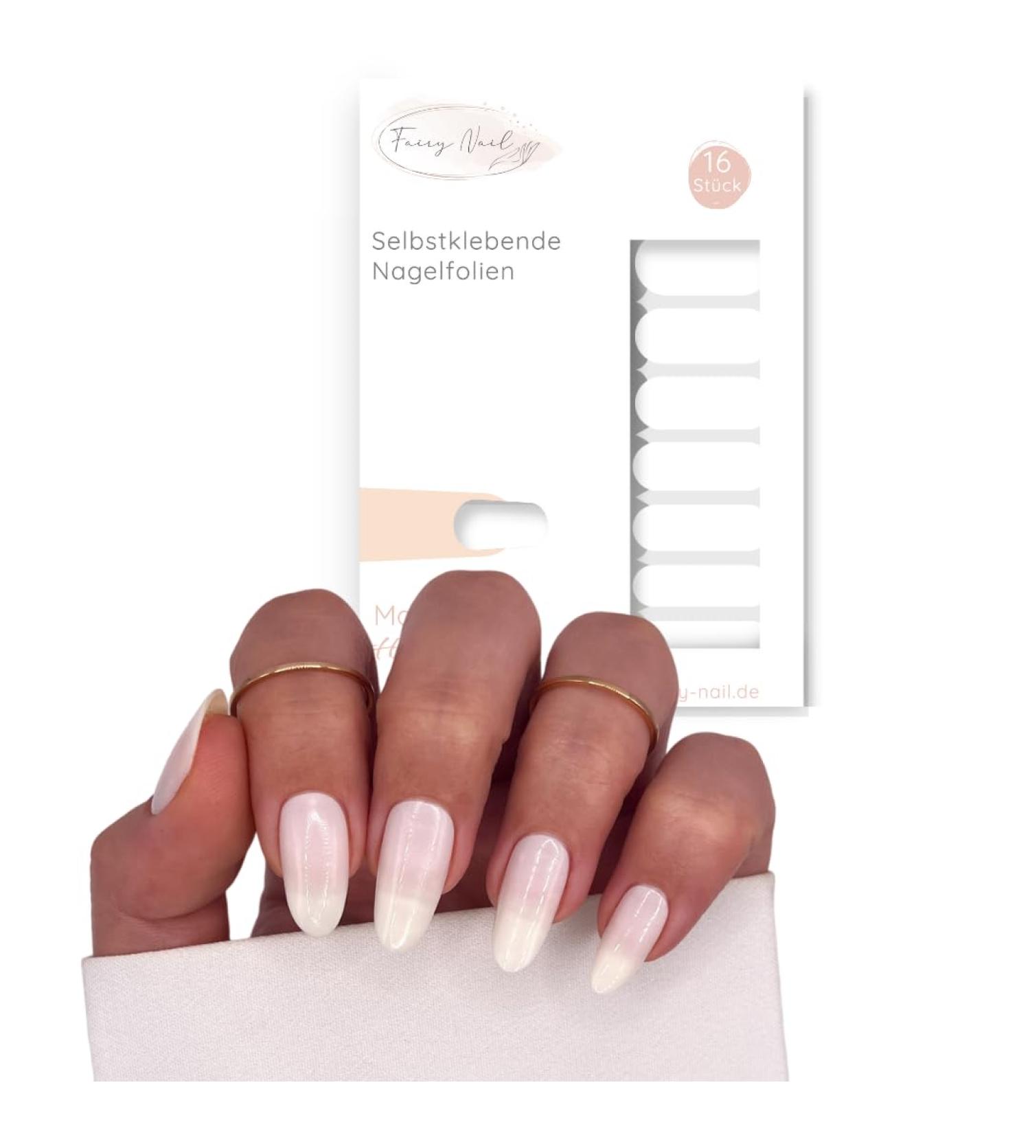 Fairy Nail Foils - Milky Color Nail Polish Strips | 16 Easy Nail Stickers for Perfect Manicure at Home - Buy Online on GoSupps.com