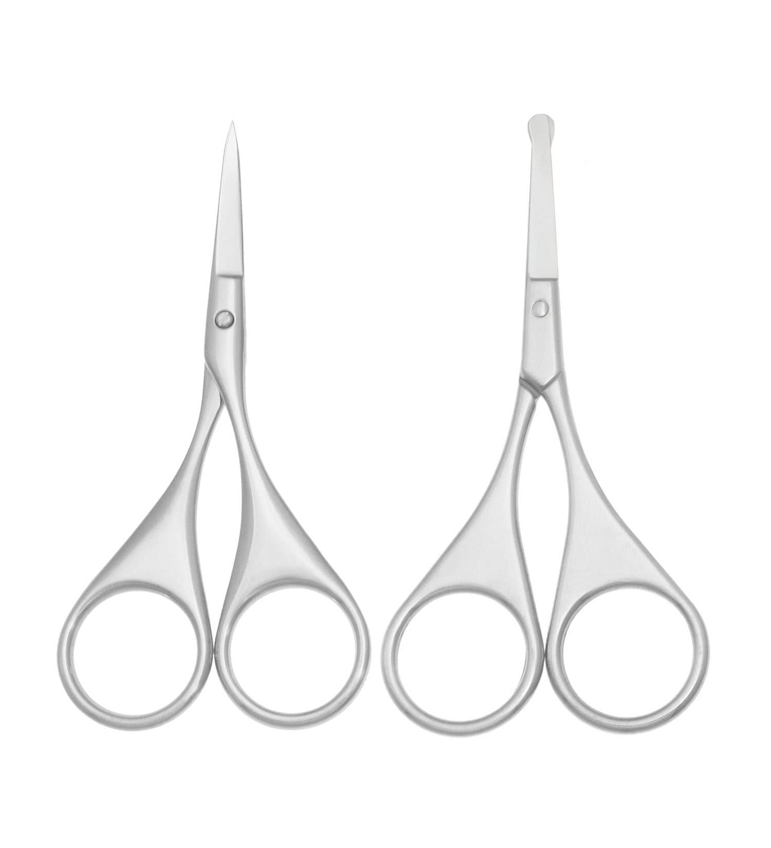 Professional Stainless Steel Eyebrow & Nose Hair Scissors - 3.7 Facial Hair Trimmer Set for Men & Women | 2 Pieces - Buy Online on GoSupps.com