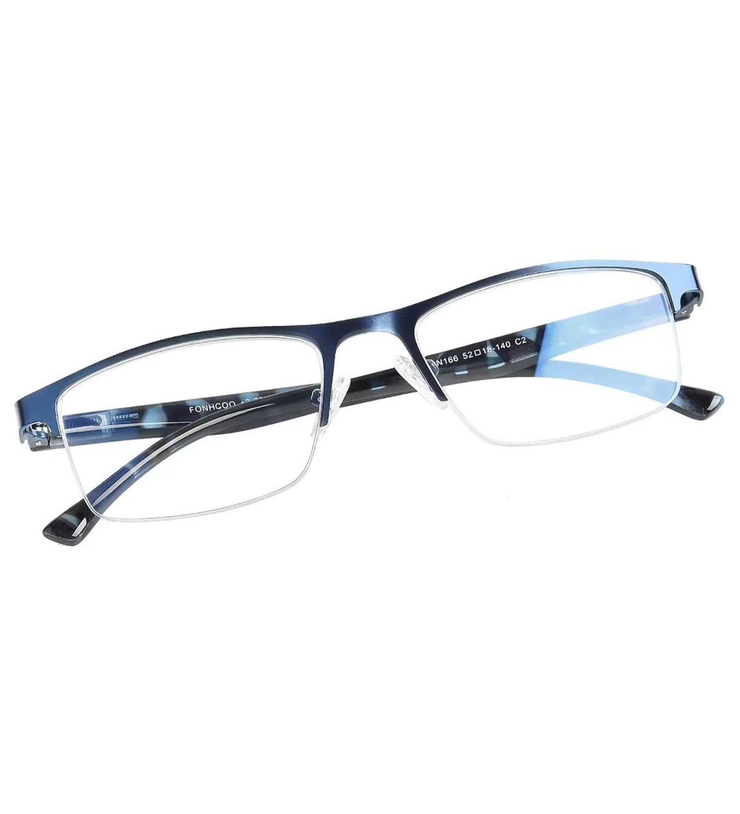 FONHCOO Half-Rim Reading Glasses for Men & Women | Blue Light Filter Visual Aid for Seniors | Stylish & Comfortable 0.0x - Buy Online on GoSupps.com