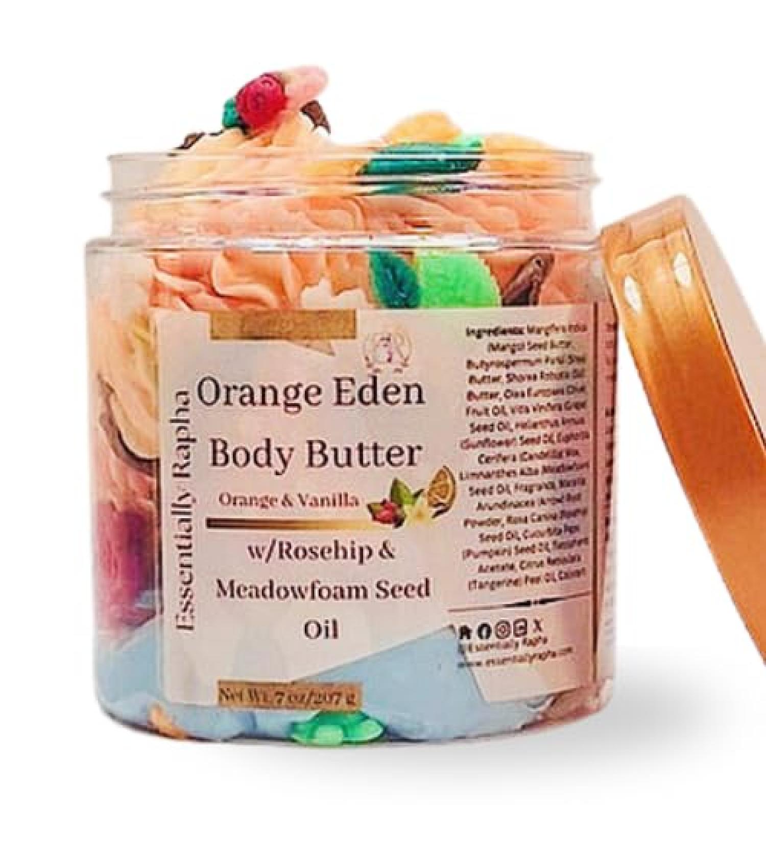 Orange Eden Body Butter - Rich Hydyating Nourishment with Sal Shea Mango Butter - Restores Shine Sealing Moisture with Meadowfoam Seed Kukui Nut and Pumpkin Seed Oil - Long Lasting Soft Skin 7 oz - Buy Online on GoSupps.com