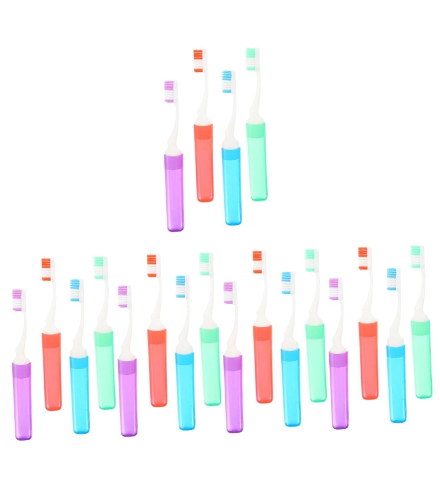 Minkissy 20-Piece Fine Travel Toothbrush Set - Kids & Adults Plastic Foldable Hotel Quality Mouth Cleaning Brushes - Buy Online on GoSupps.com