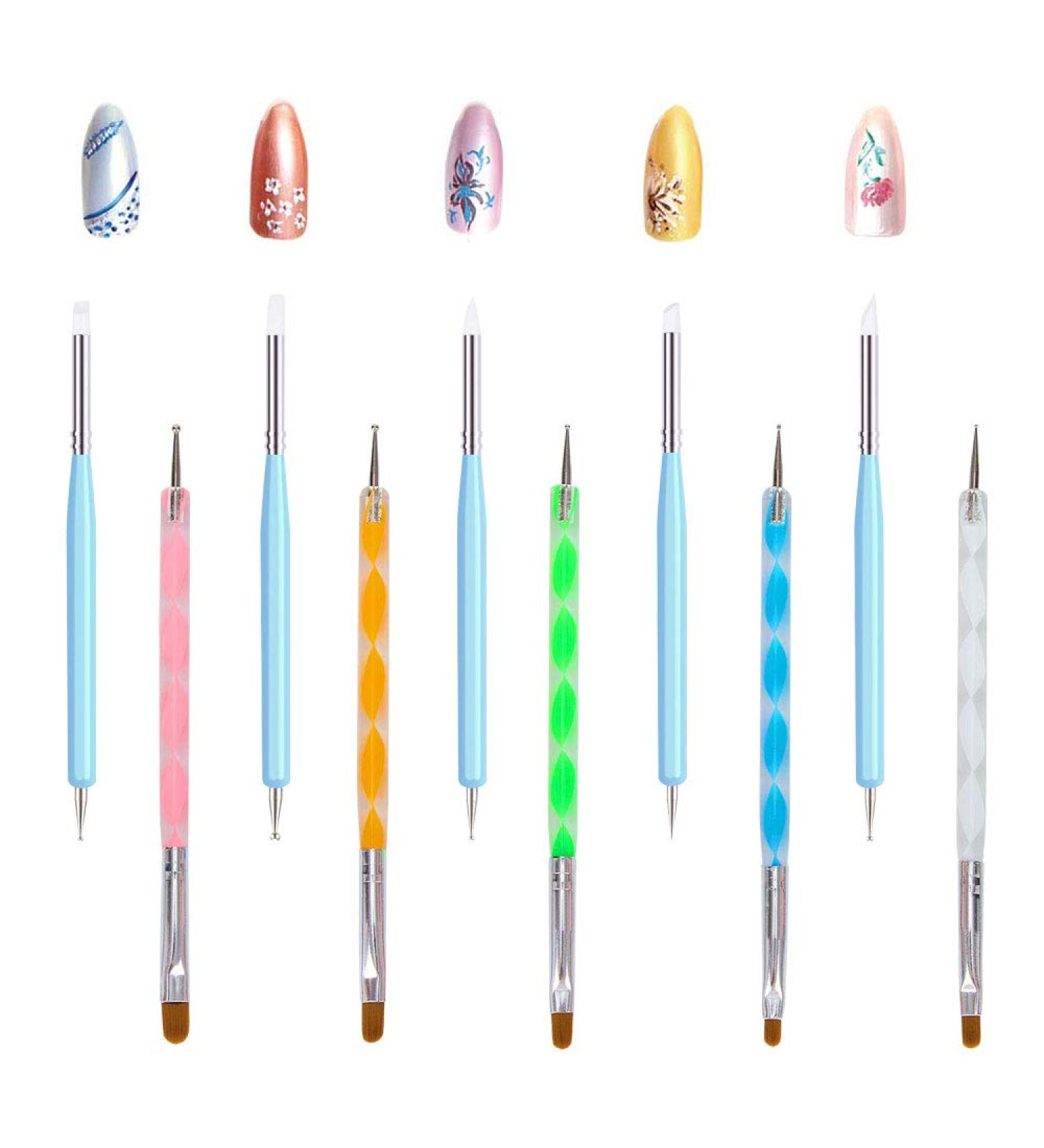 EMAGEREN 10 Dotting Tools Painting Brushes Set Nail Art Double Sided Dotting Tool Nail Art Rock Painting Pen Nail Art Dotting Pen Nail Art Brushes Set for Rock Painting Embossing Art Pottery Craft - Buy Online on GoSupps.com
