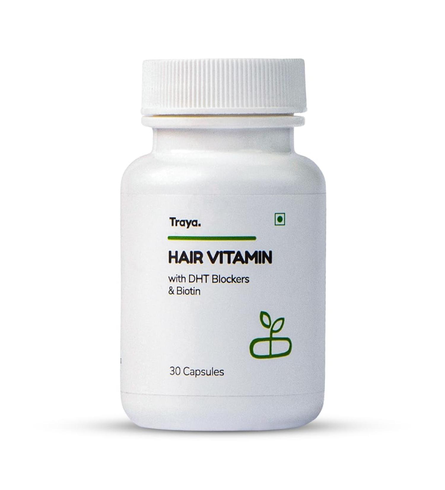 Generic Hair Vitamins Capsules Natural DHT Blocker & Biotin Capsules for Hair Growth Hair Fall Control Contains 12 mcg Biotin Vitamin Iron Omega 3 & Bhringraj (30 Multivitamins for Hair) - Buy Online on GoSupps.com