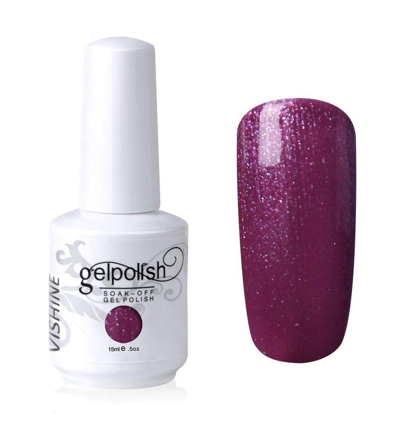 Vishine Nail Salon UV Manicure Polish Soak Off Gel Polish Nail Art Pearl Medium Violetred (722) #722 - Buy Online on GoSupps.com