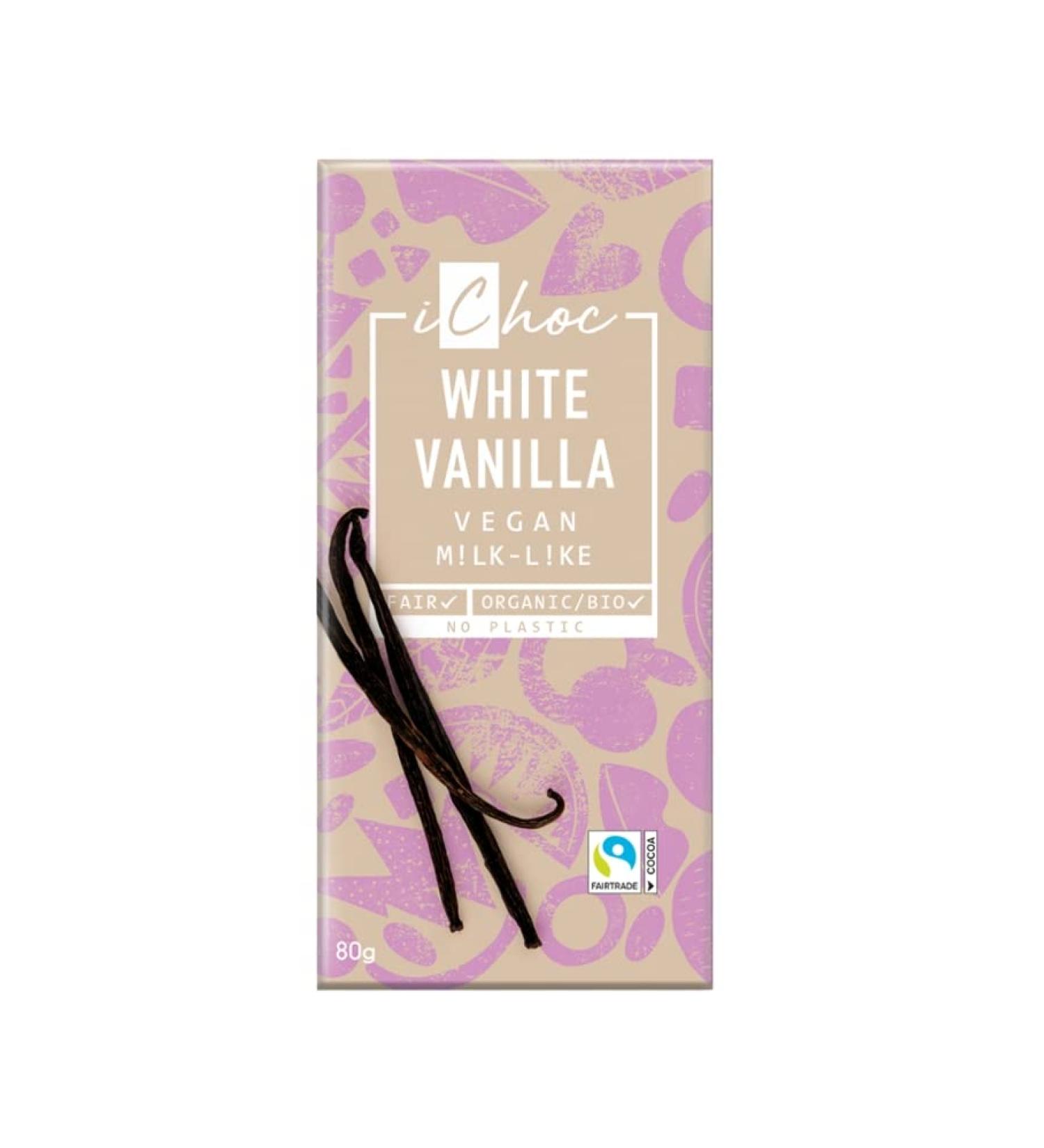 iChoc White Vanilla Chocolate Vegan White with Vainilla Bourbon 80g (Organic) - Buy Online on GoSupps.com