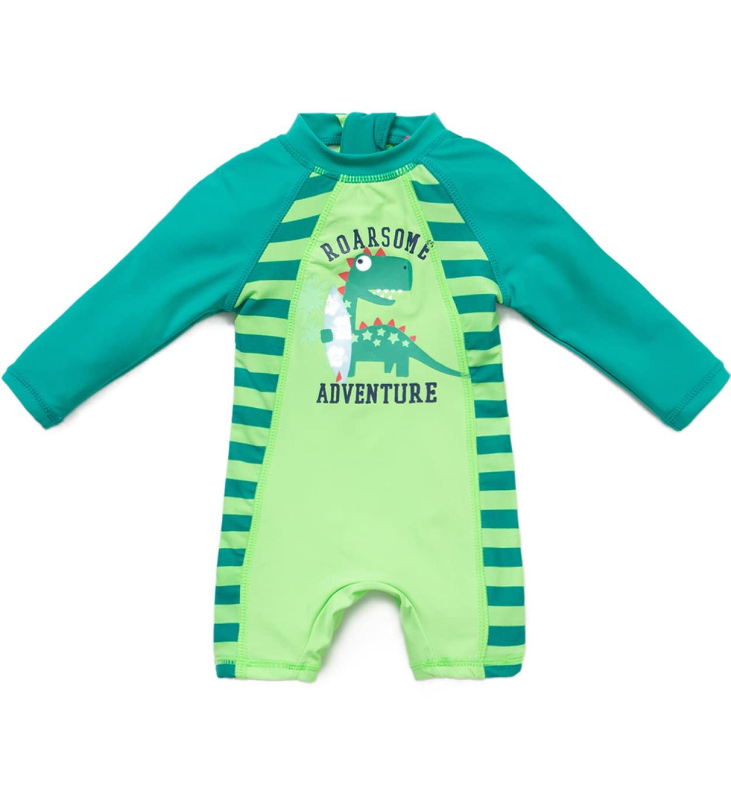 BONVERANO Baby Boy Long-Sleeve UV Protection Swimsuit | Dinosaur Print | 18 Months - Buy Online on GoSupps.com
