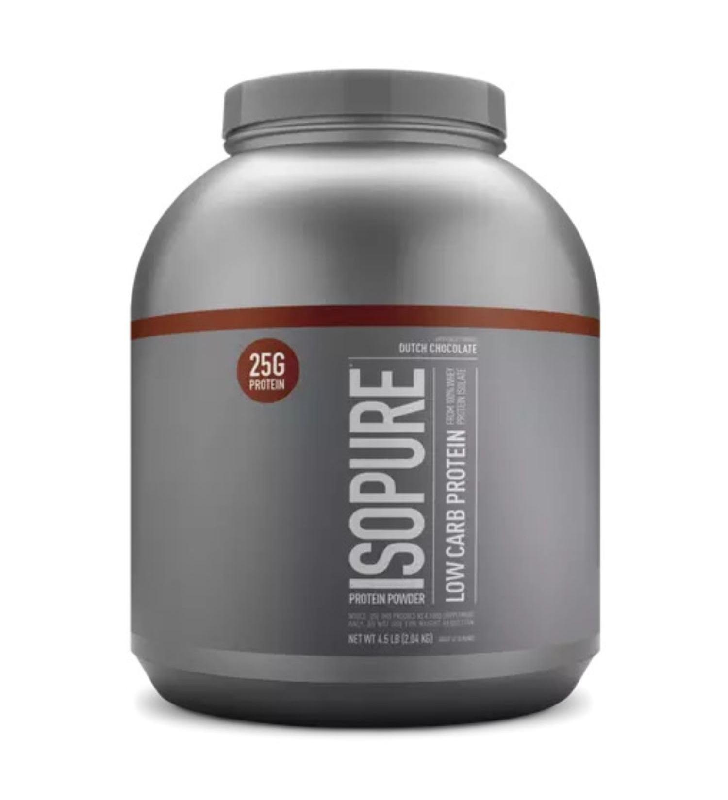Isolate Pure Iso Pure Low Carb Protein Powder | From 100% Whey Protein Isolate | 25g Protein 110 Calories 1g Carbs | Lactose Free Sugar Free Gluten Free Added Vitamins & Minerals | 62 Servings 4.5LB (Dutch Chocolate) Dutch Chocolate 2.04 kg (Pack of 1) - Buy Online on GoSupps.com