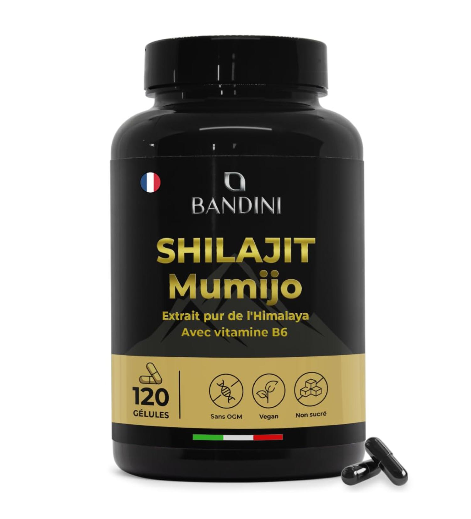 Bandini Mumijo Shilajit 120 capsules 1000 mg per daily dose the pure Himalayan original rich in 85 minerals with 80% fulvic acid and vitamin B6 more than 85 trace elements vegan - Buy Online on GoSupps.com