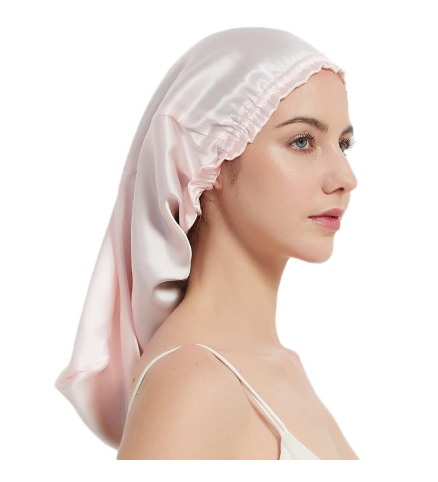 MEGICOT 100% Mulberry Long Silk Sleep Cap - Pink - Hair Care Bonnet for Long Natural & Curly Hair - Buy Online on GoSupps.com