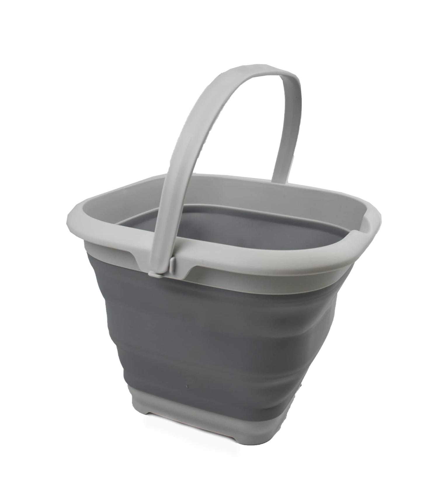 SAMMART Collapsible Plastic Bucket - 8.5L Square Foldable Tub for Fishing and Outdoor Use - Portable and Space-Saving Water Pail in Gray - Buy Online on GoSupps.com