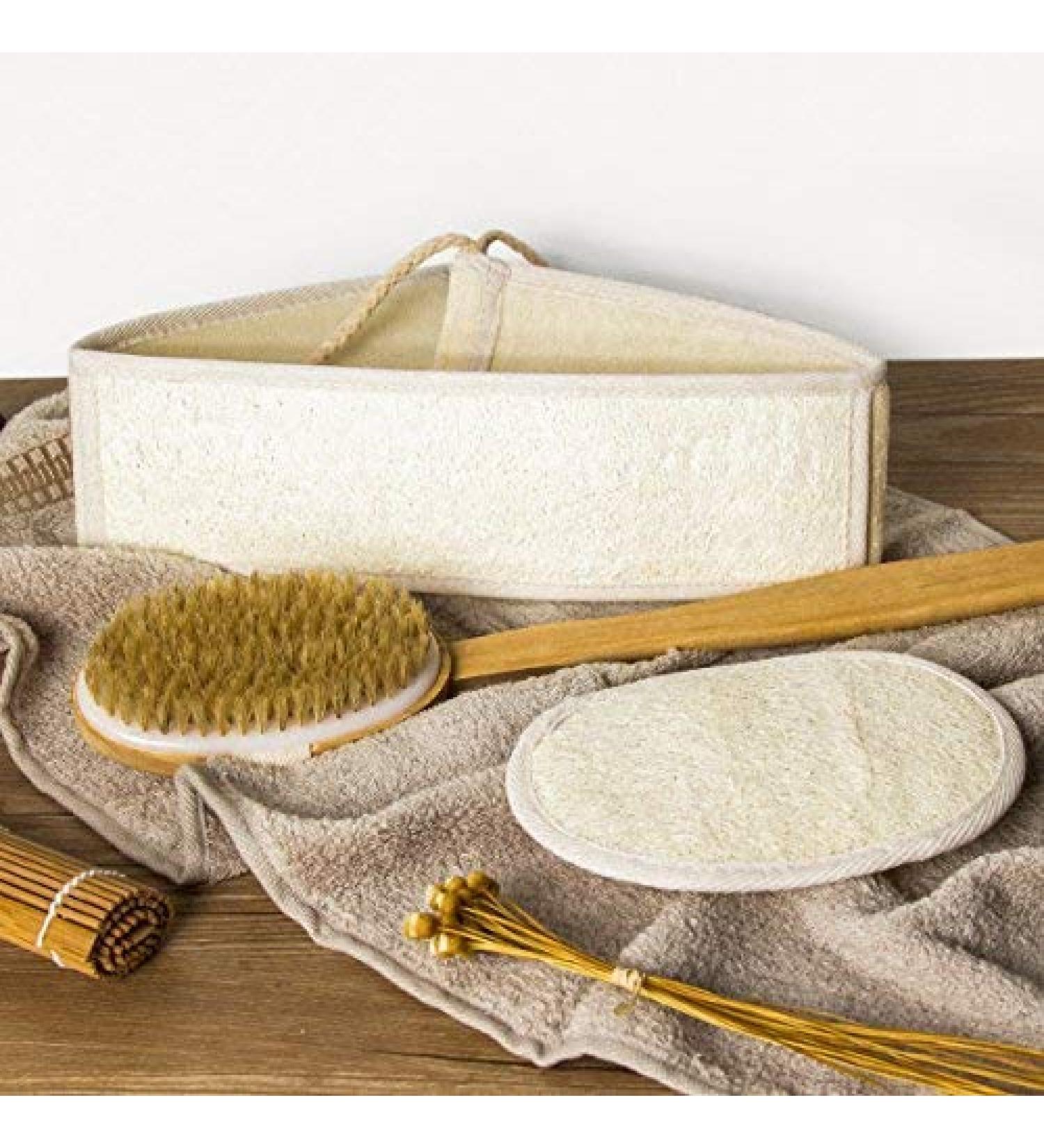 Luffaswamt back fragber back brush massager body brush luwanz bathing set with bathing brush natural bristles bathing sponge nature back belt for showers body peeling circulation etc.
