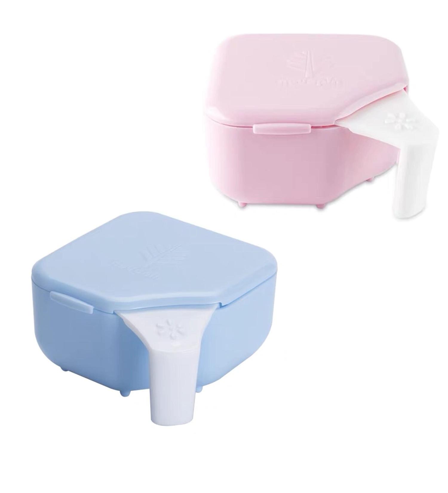 Darin 2Pack Denture Case - Denture Cleaning Container with Strainer Lid - Travel Retainer Box for Women and Men - Lightblue - Buy Online on GoSupps.com