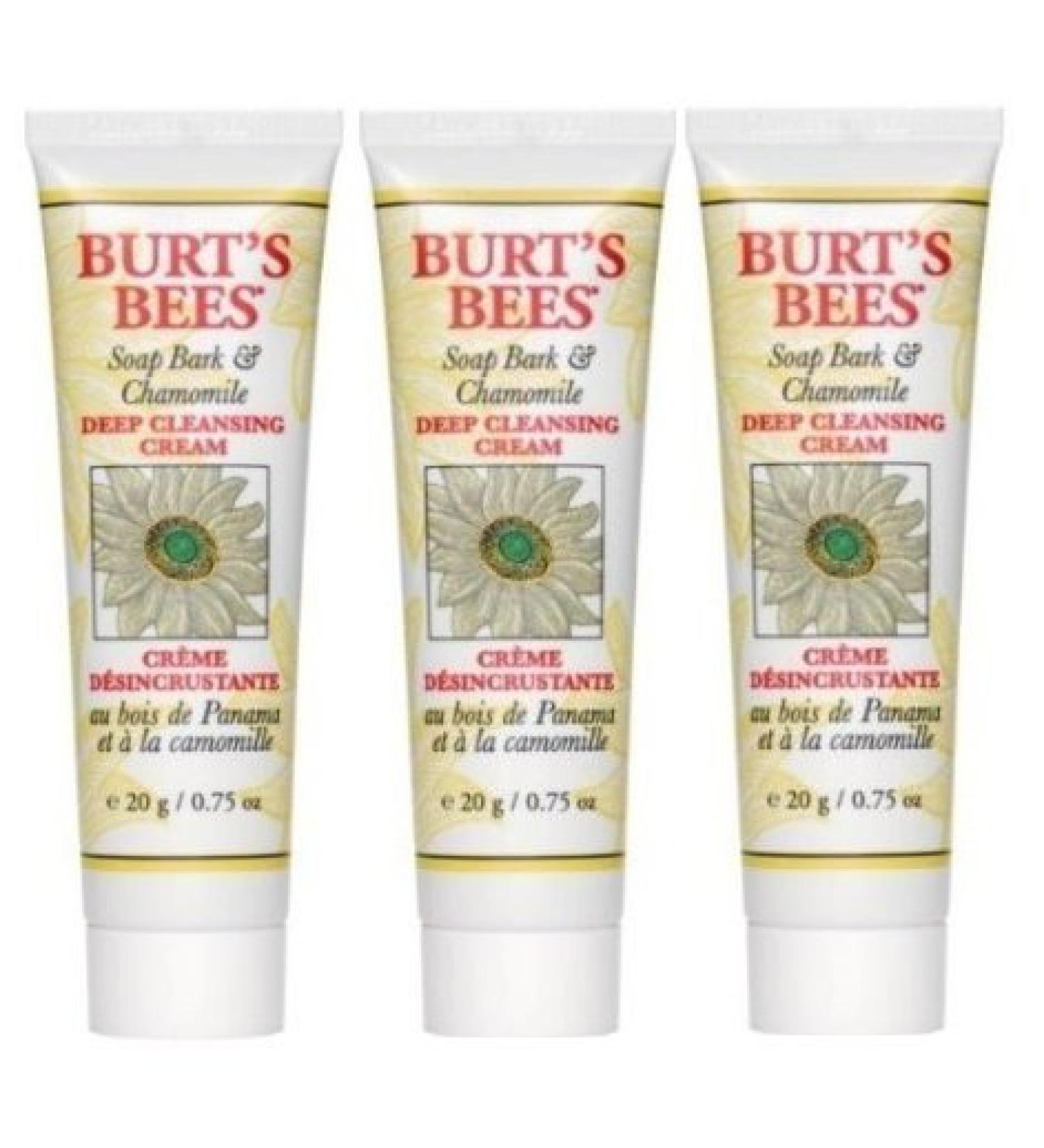 Burt's Bees Soap Bark & Chamomile Deep Cleaning Cream .75oz Travel Size 3 Pack