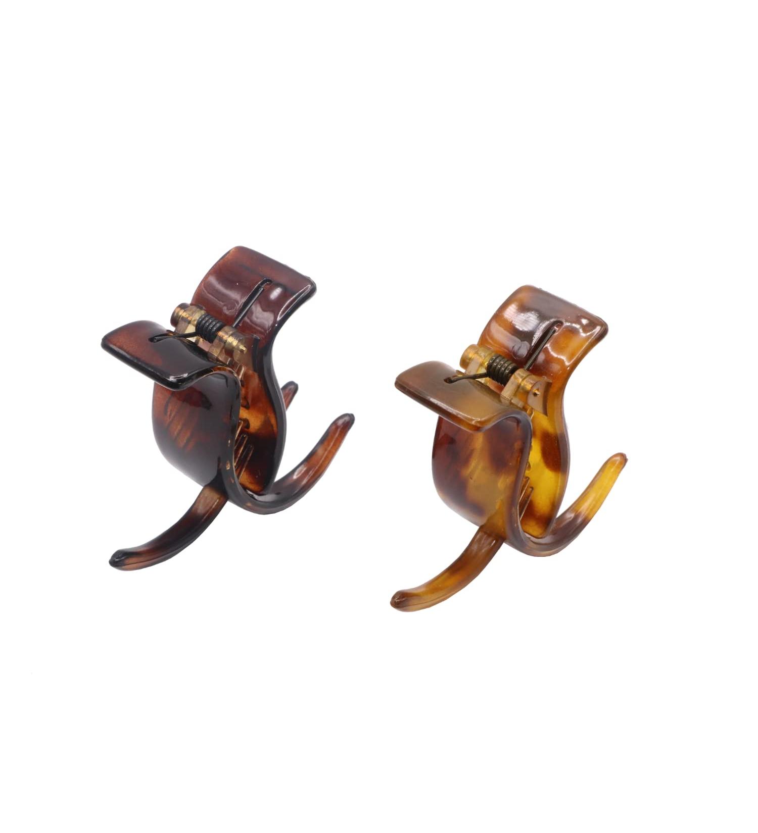 Parcelona French 3 Teeth Savana & Tortoise Shell Fish Style Ponytail Holder Set - Strong Grip Hair Claw Clip - Buy Online on GoSupps.com