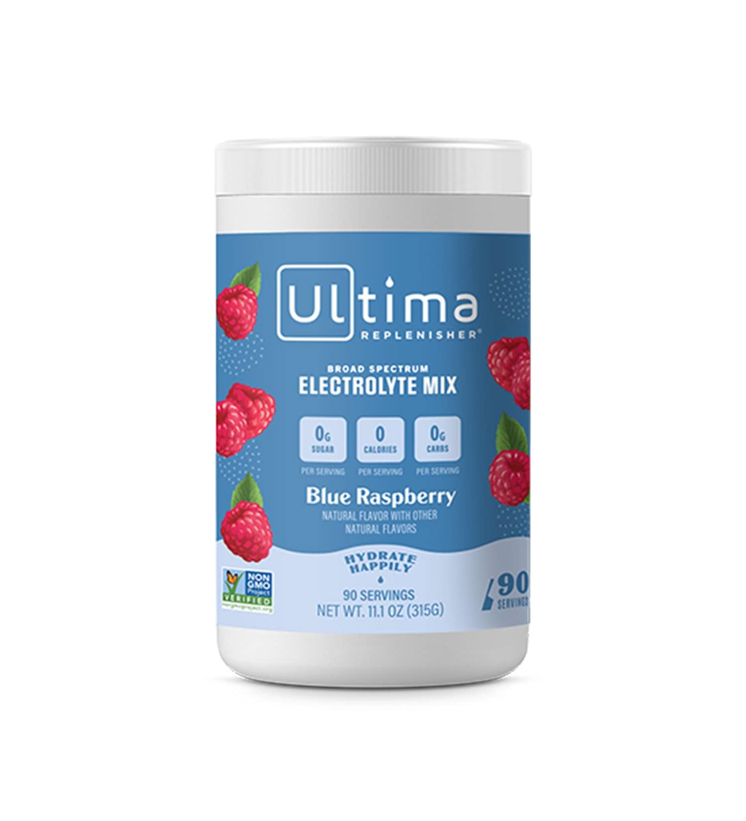Ultima Replenisher Hydration Electrolyte Powder - 90 Servings - Keto & Sugar Free - Blue Raspberry Flavor - Non-GMO & Vegan Drink Mix - Buy Online on GoSupps.com