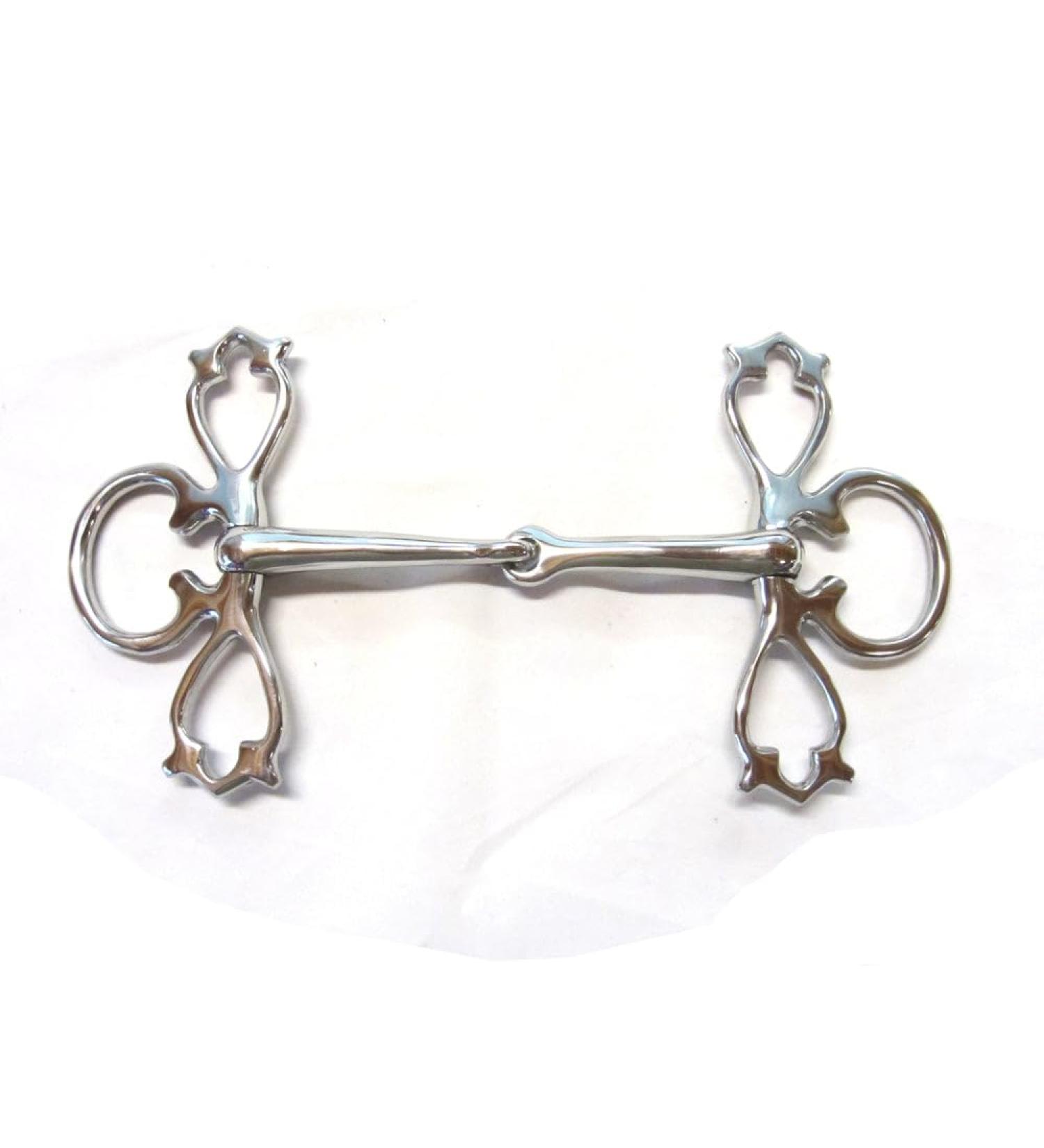 PS Horse Articles Gag Bit - Barock Snaffle - decorated in 2 colors Size 12.5 cm Silver