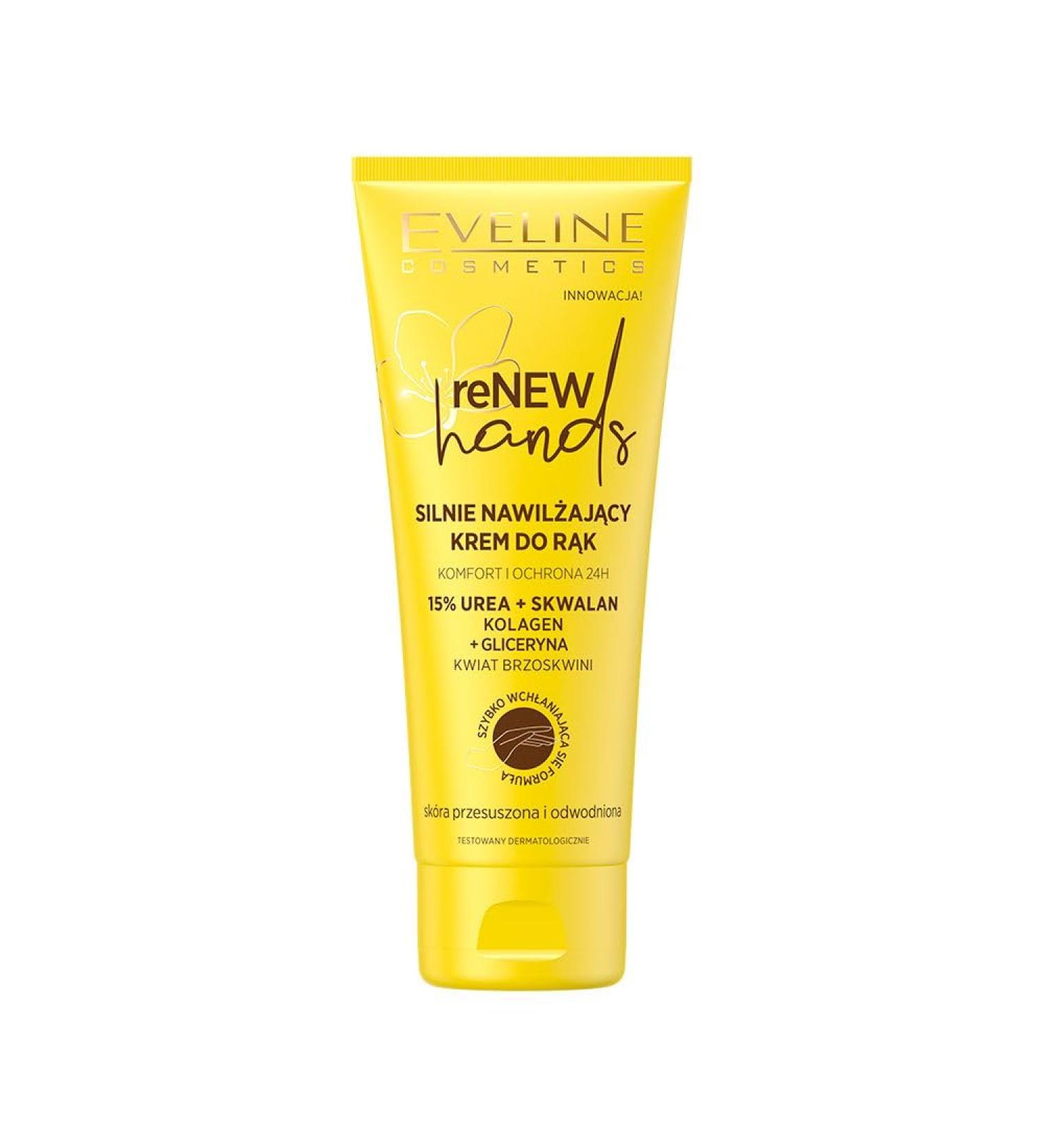 Eveline Cosmetics Renew Hands Intensive moisturizing hand cream with 15 urea and squalane advanced skin care for supple nourished hands 75 ml