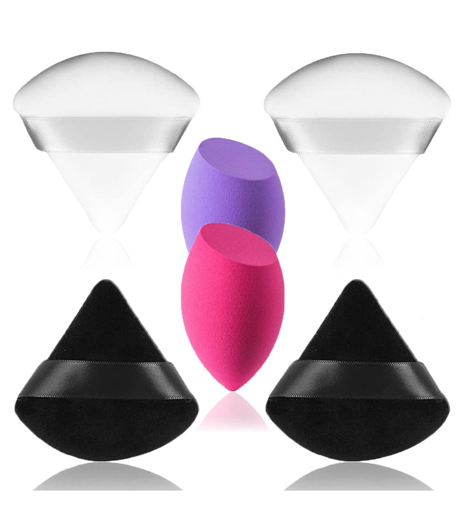 6 Pcs Makeup Sponge Set - Triangle Powder Puff & Beauty Blender for Face - Velour Powder Puff for Loose Powder Foundation - Red/Purple & B/W+Red/Purple - Buy Online on GoSupps.com