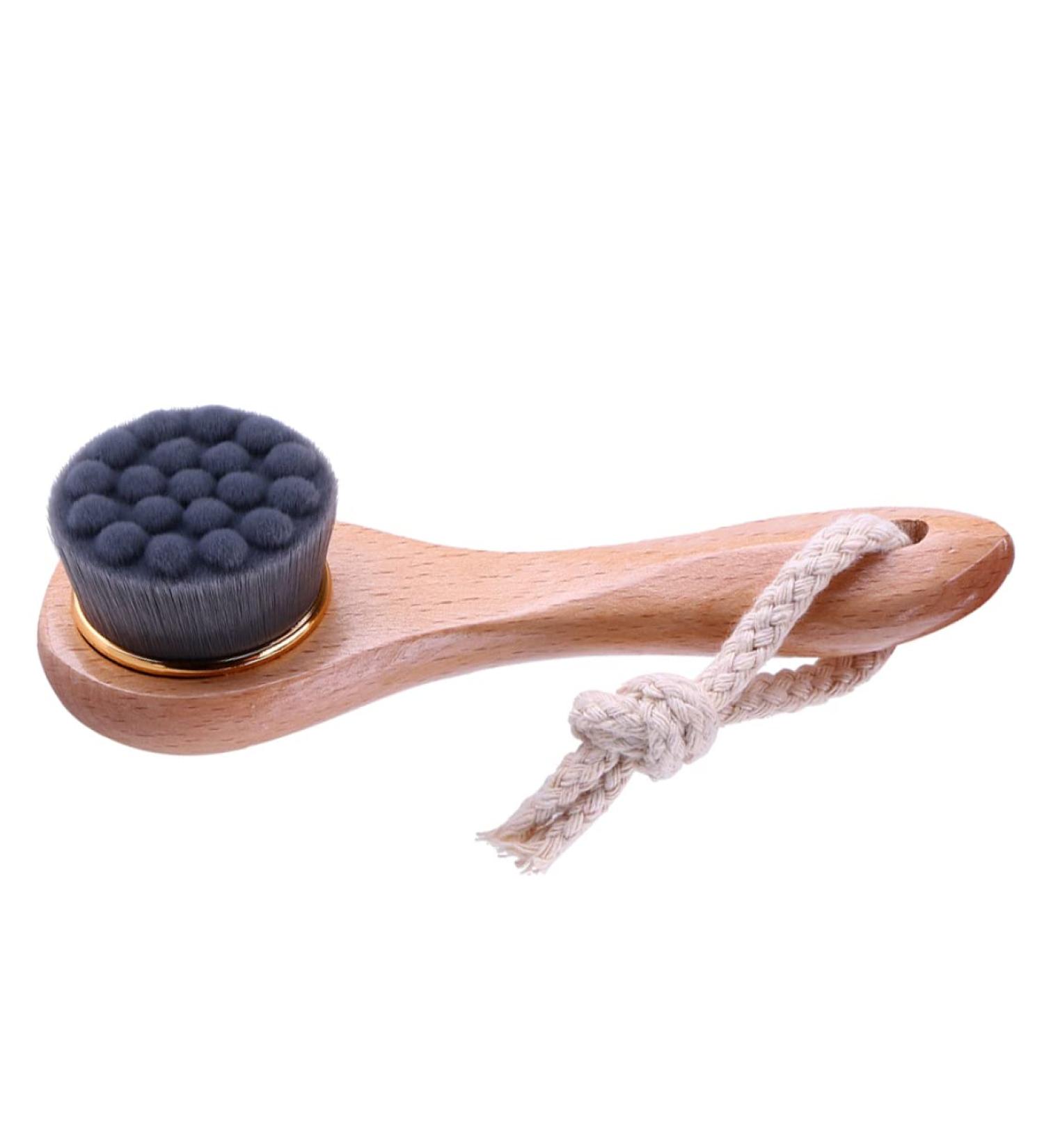 1PC Facial Cleansing Brush Manual Face Brush Bamboo Charcoal Bristles Wooden Handle for Washing Face Pore Exfoliation Wash Makeup Massaging Brush - Buy Online on GoSupps.com
