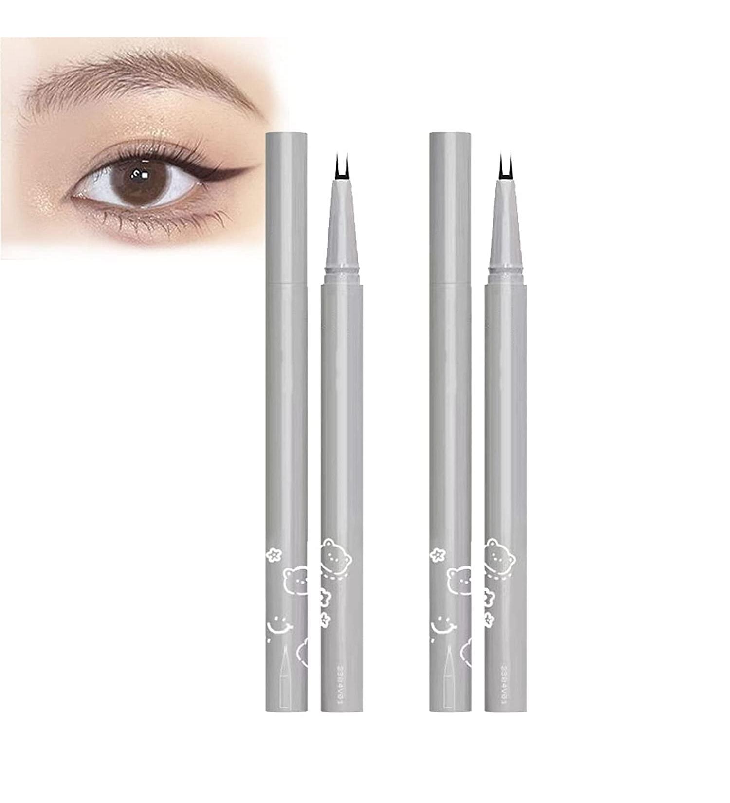 Double Tip Lower Eyelash Pencil Waterproof Long Lasting Liquid Eyeliner Pen Super Slim Eye Liner (2pcs Brown) - Buy Online on GoSupps.com