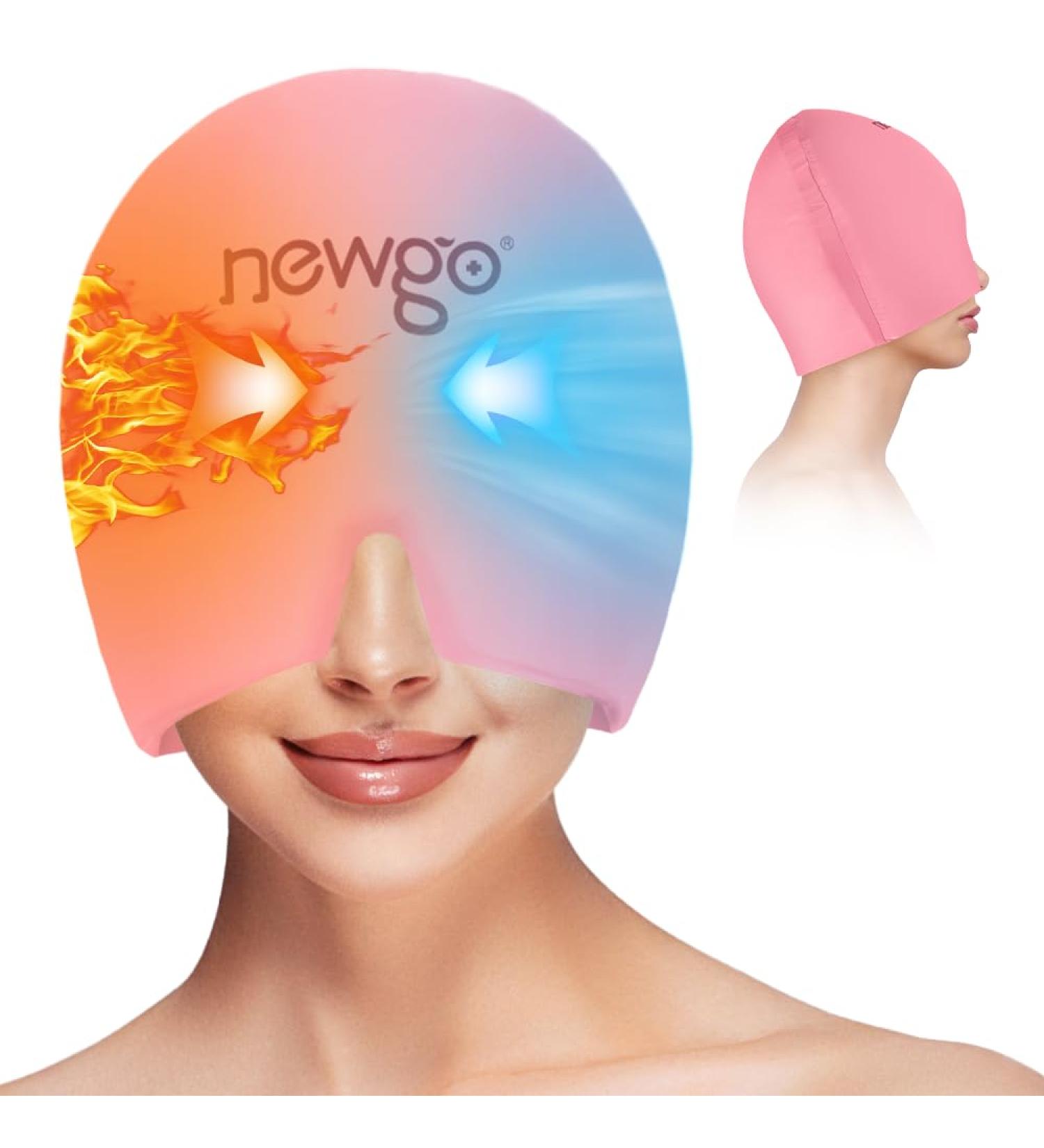 NEWGO Migraine Relief Cap - Full Coverage Headache Hat for Cold Therapy - Ice Head Wrap for Migraine Relief - Form Fitting Stretchable Design - Pink - Buy Online on GoSupps.com