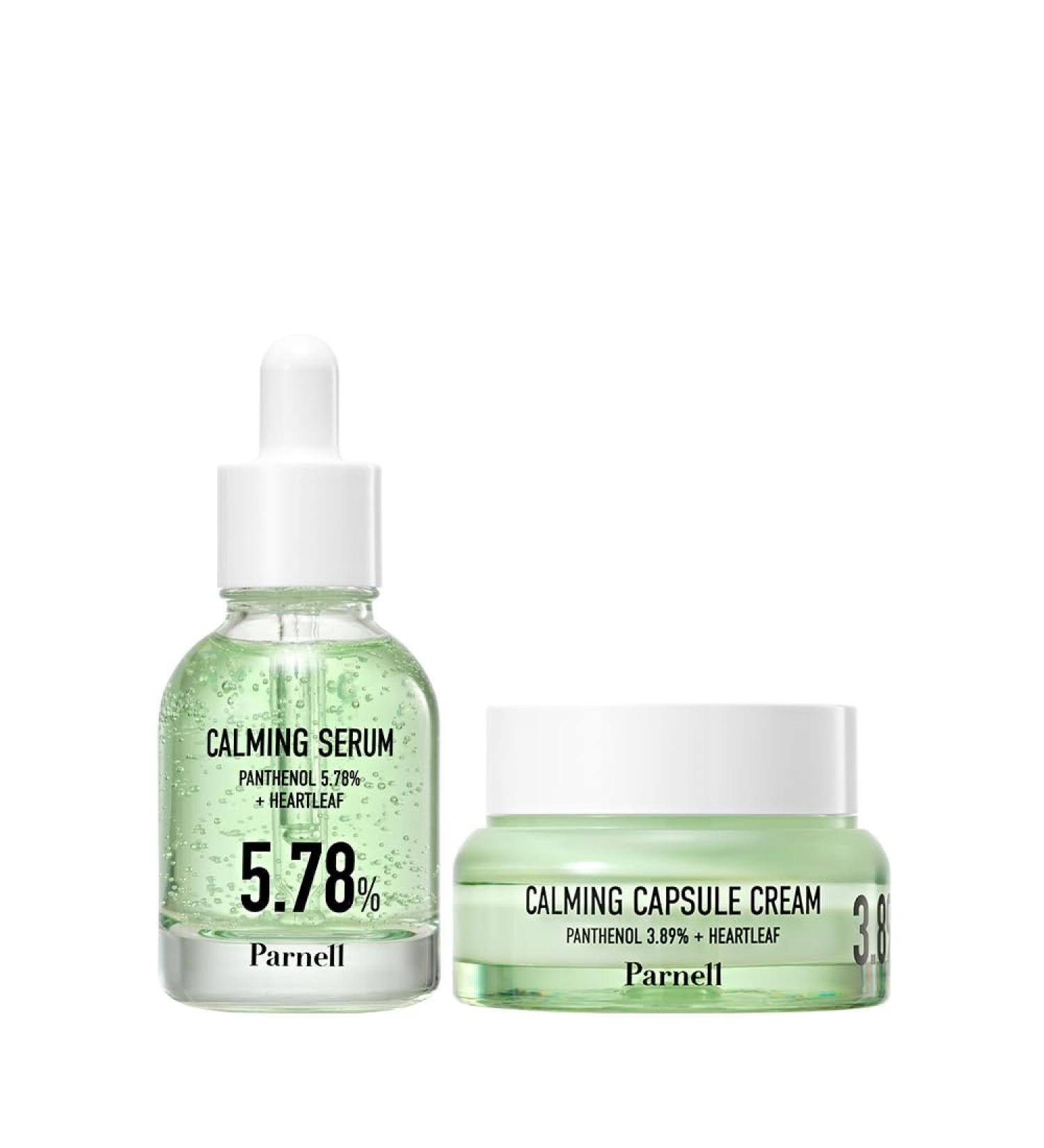 Parnell Panthenol Calming Duo | Serum 5.78% & Cream 3.89% Set | Heartleaf Provitamin B5 Soothing Moisturizer for Sensitive Skin K-Beauty - Buy Online on GoSupps.com