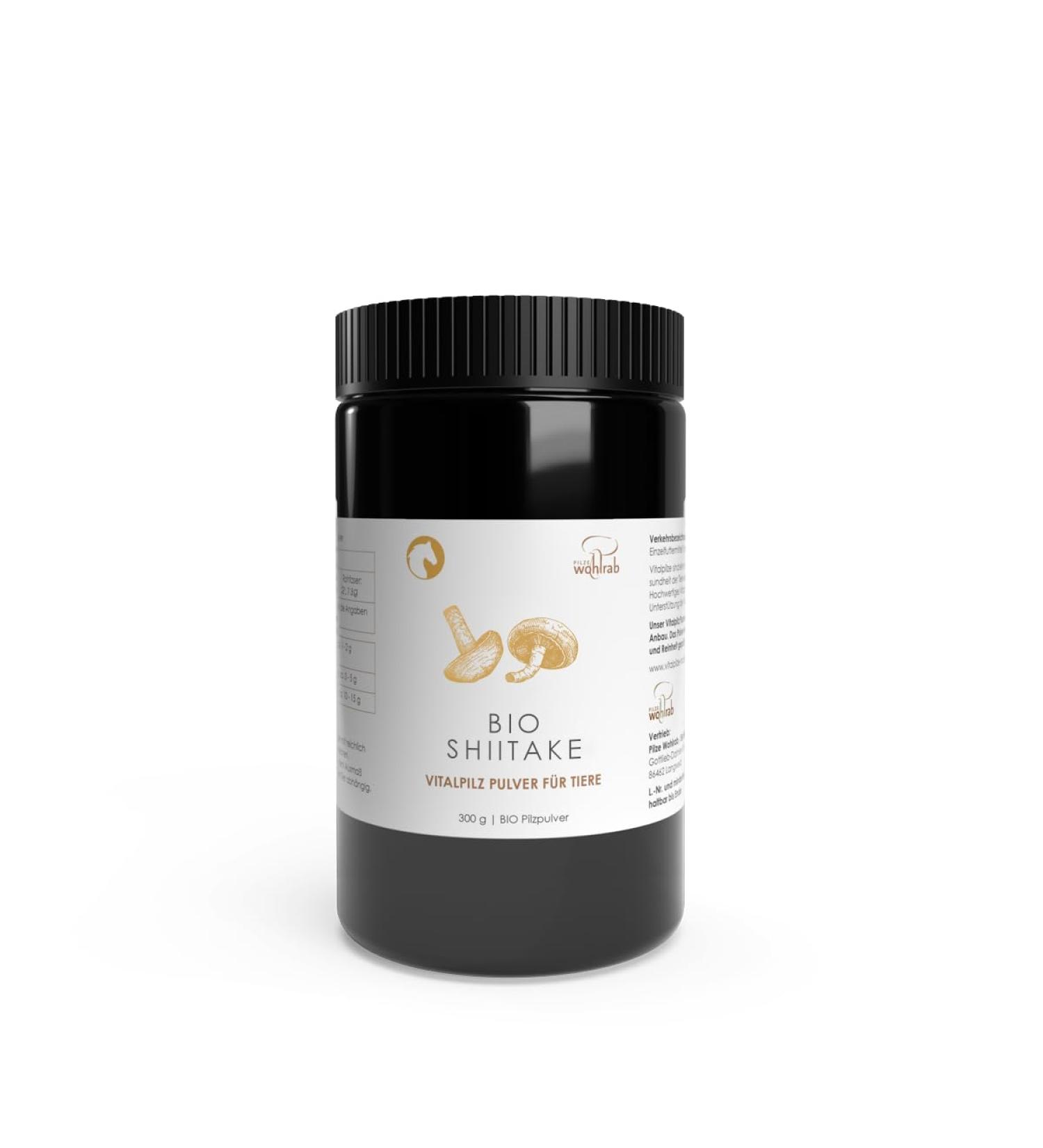 Organic Shiitake Powder for Animals - Mushrooms Wohlrab | 300g Can | Pure & Highest Quality Shiitake Mushroom Powder - Buy Online on GoSupps.com