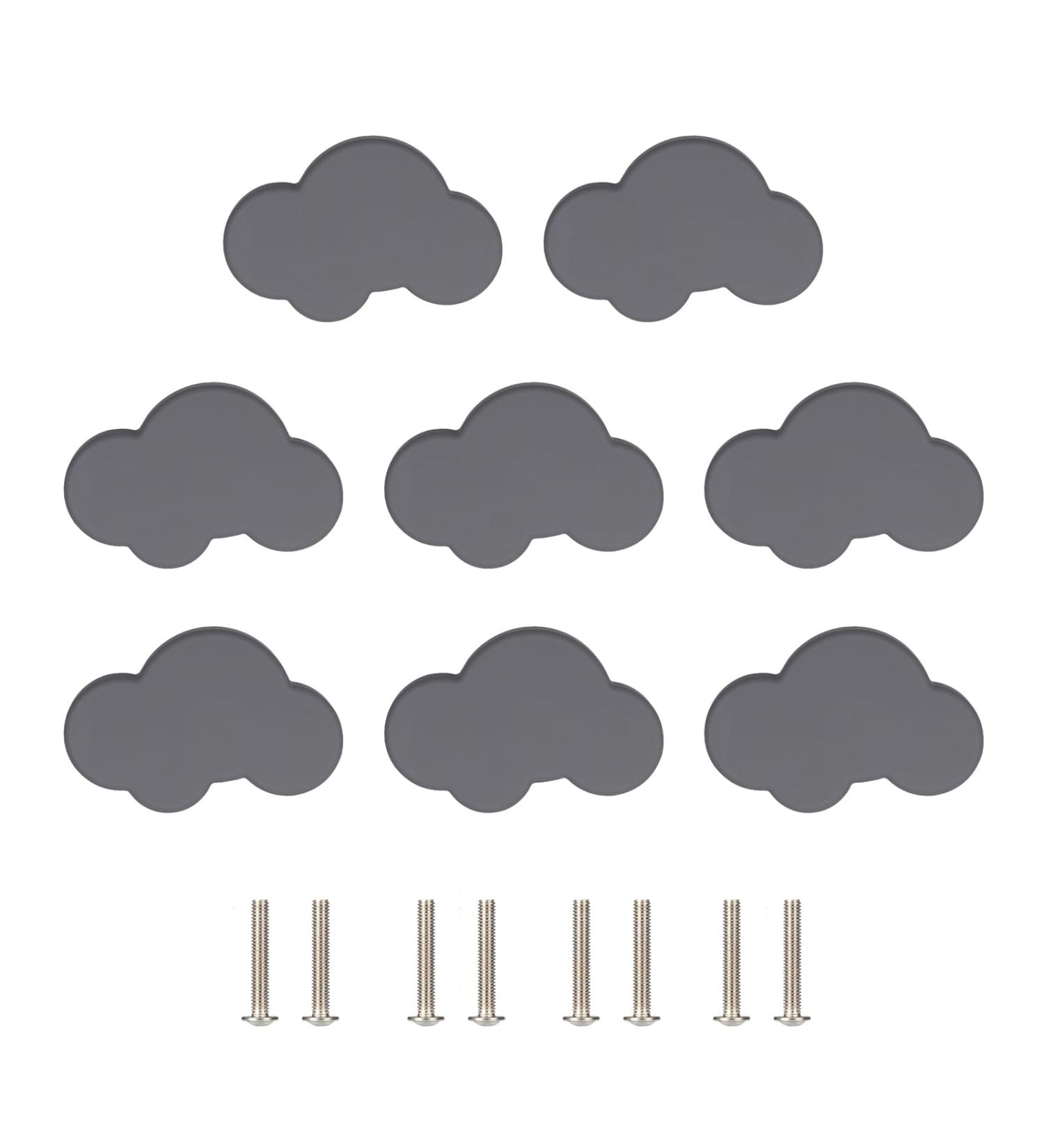 Videelly 8-Piece Soft Rubber Cartoon Cloud Cabinet & Drawer Handles | Silicone Door Knobs for Children's Rooms | Gray Furniture Accents - Buy Online on GoSupps.com