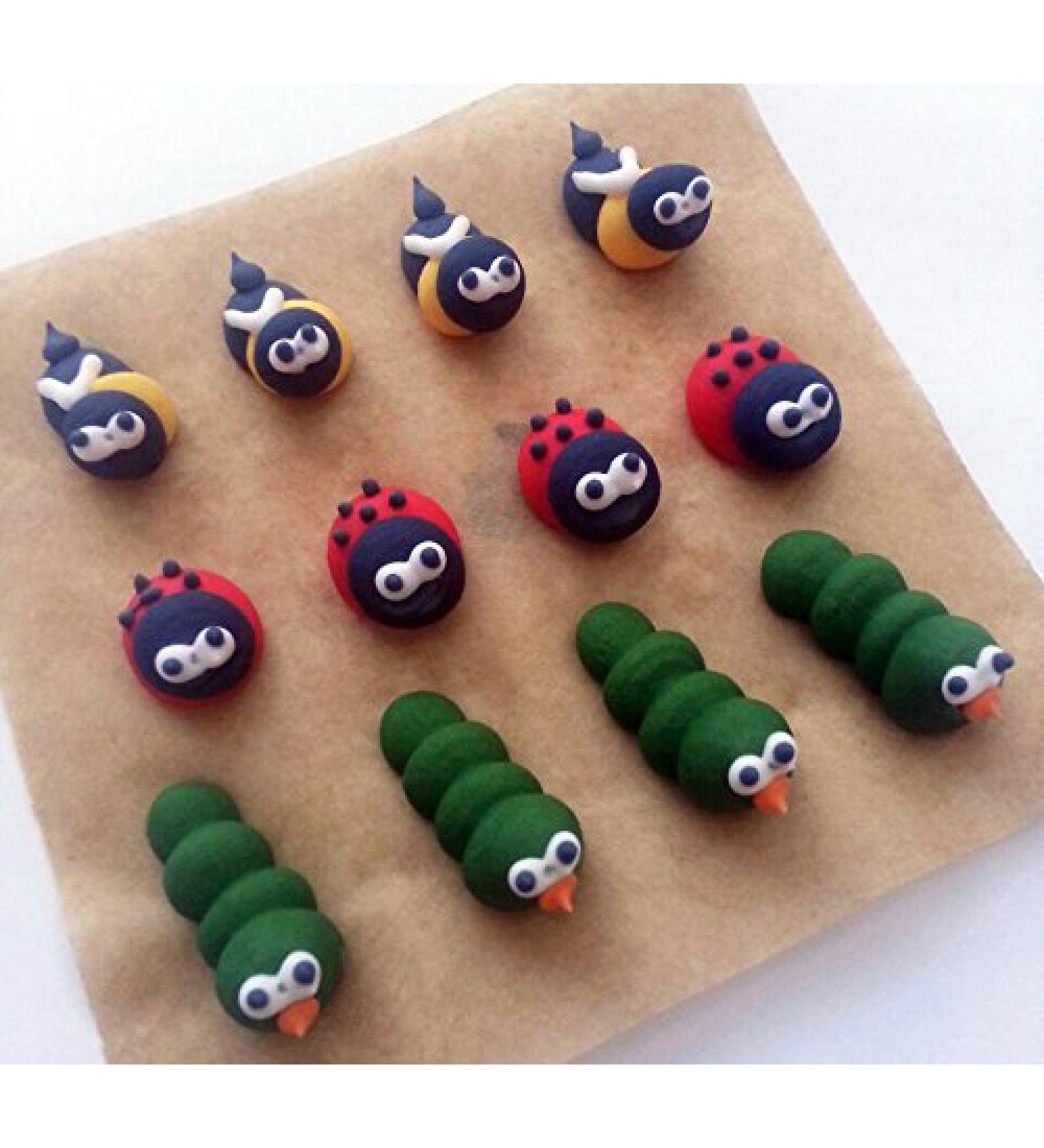 12 Edible Sugar Cake Decorations: Mini Mixed Garden Animals - Buy Online on GoSupps.com