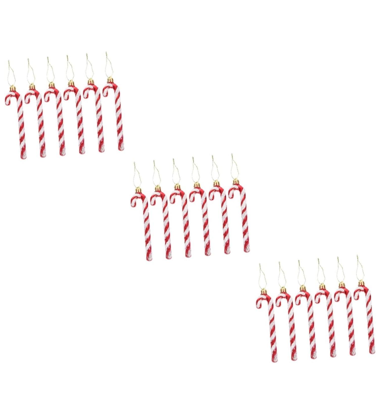 Cabilock 18 Pcs Crutch Pendant Holiday Candy Cane Hanging Ornament Kid Toy Child Christmas Plastic Makeup Red - Buy Online on GoSupps.com