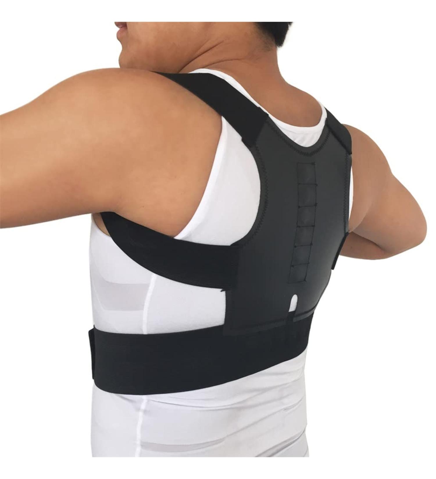 Shoulder Straightener & Back Brace for Kyphosis & Scoliosis Relief - Adjustable Elastic Support Belt for Men (XXL Code - Buy Online on GoSupps.com