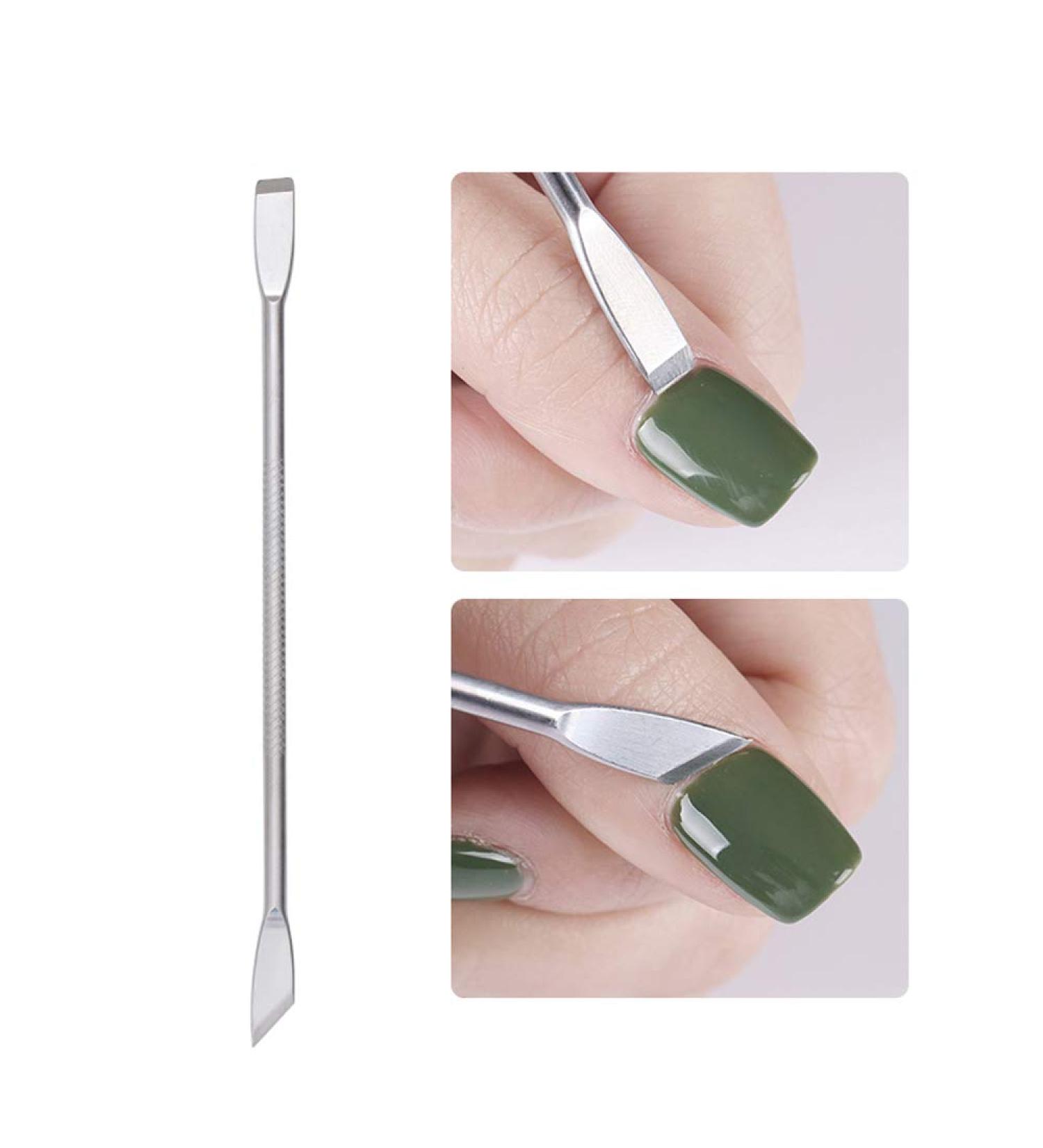 Dual-ended Stainless Steel UV Gel Cuticle Nail Remover Pusher Anti-slip Handle Nail Art Tool - Buy Online on GoSupps.com
