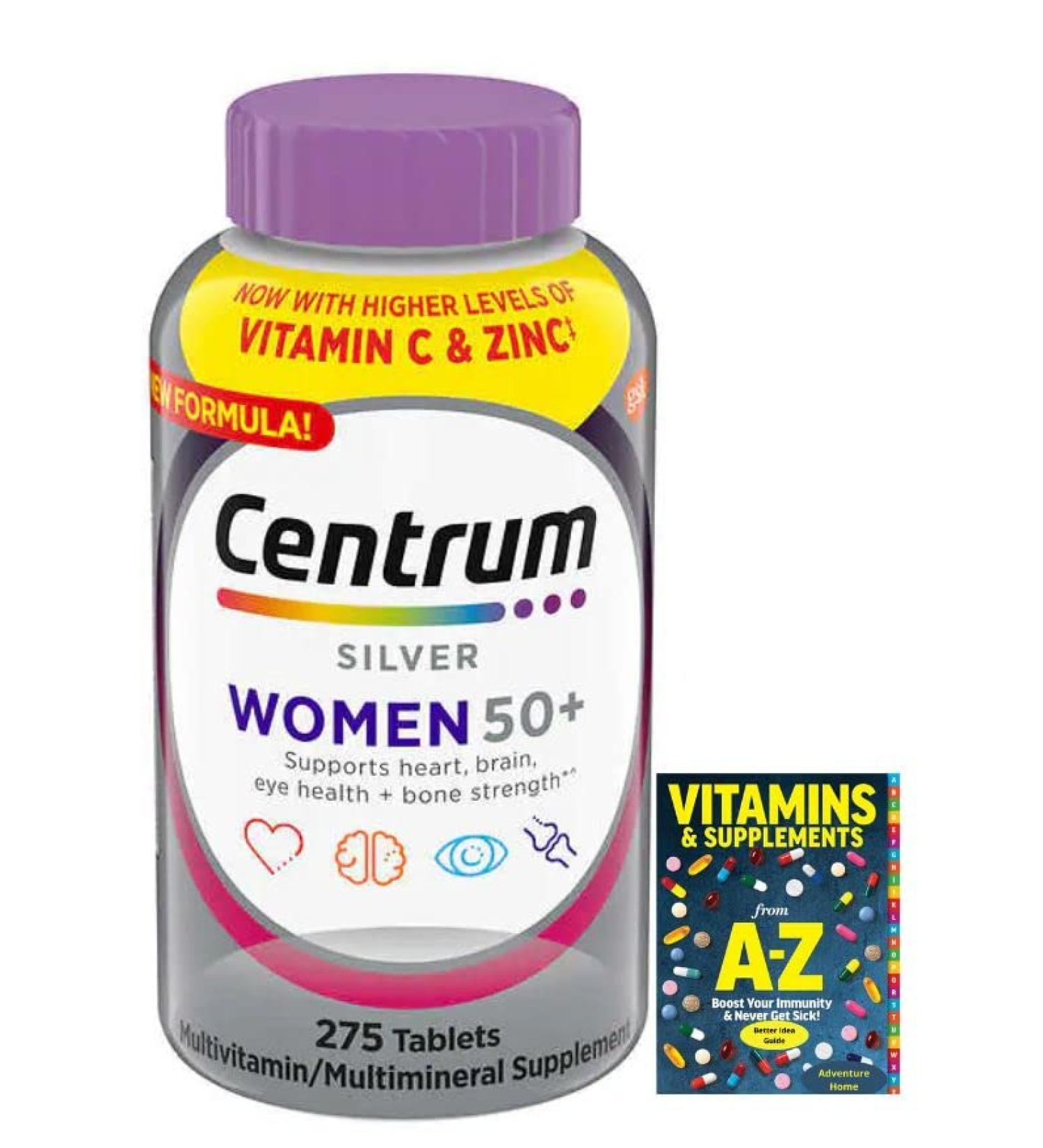 Centrum Silver Women 50+ 275 Tablets + Better Guide Vitamins Supplements Book - Buy Online - Buy Online on GoSupps.com
