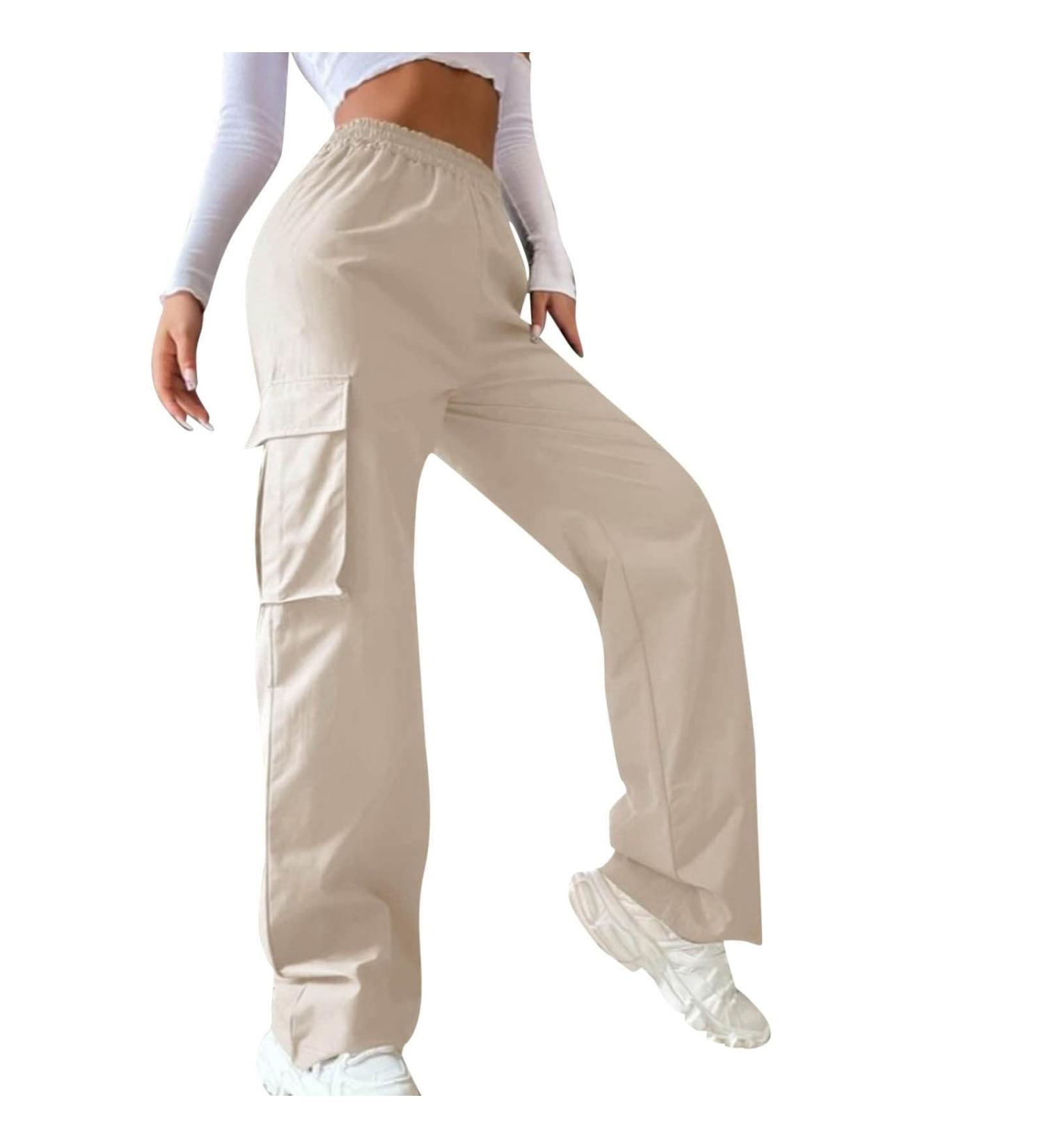 Shop Y2K Women s Parachute Cargo Pants | Vintage 90s Streetwear | Baggy Track Pants in Beige XL - Buy Online on GoSupps.com