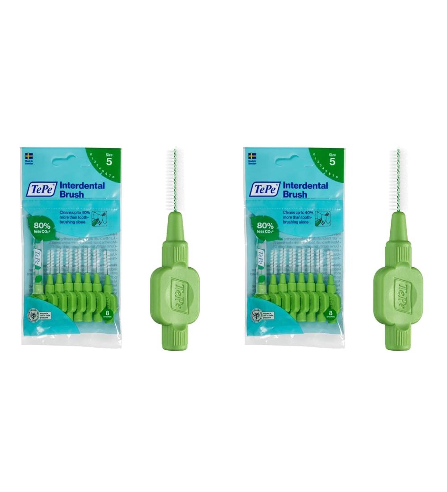 TEPE Interdental Brush Original Green (ISO 5 0.8mm) - 8 Pack for Effective Interdental Cleaning | International Shipping - Buy Online on GoSupps.com