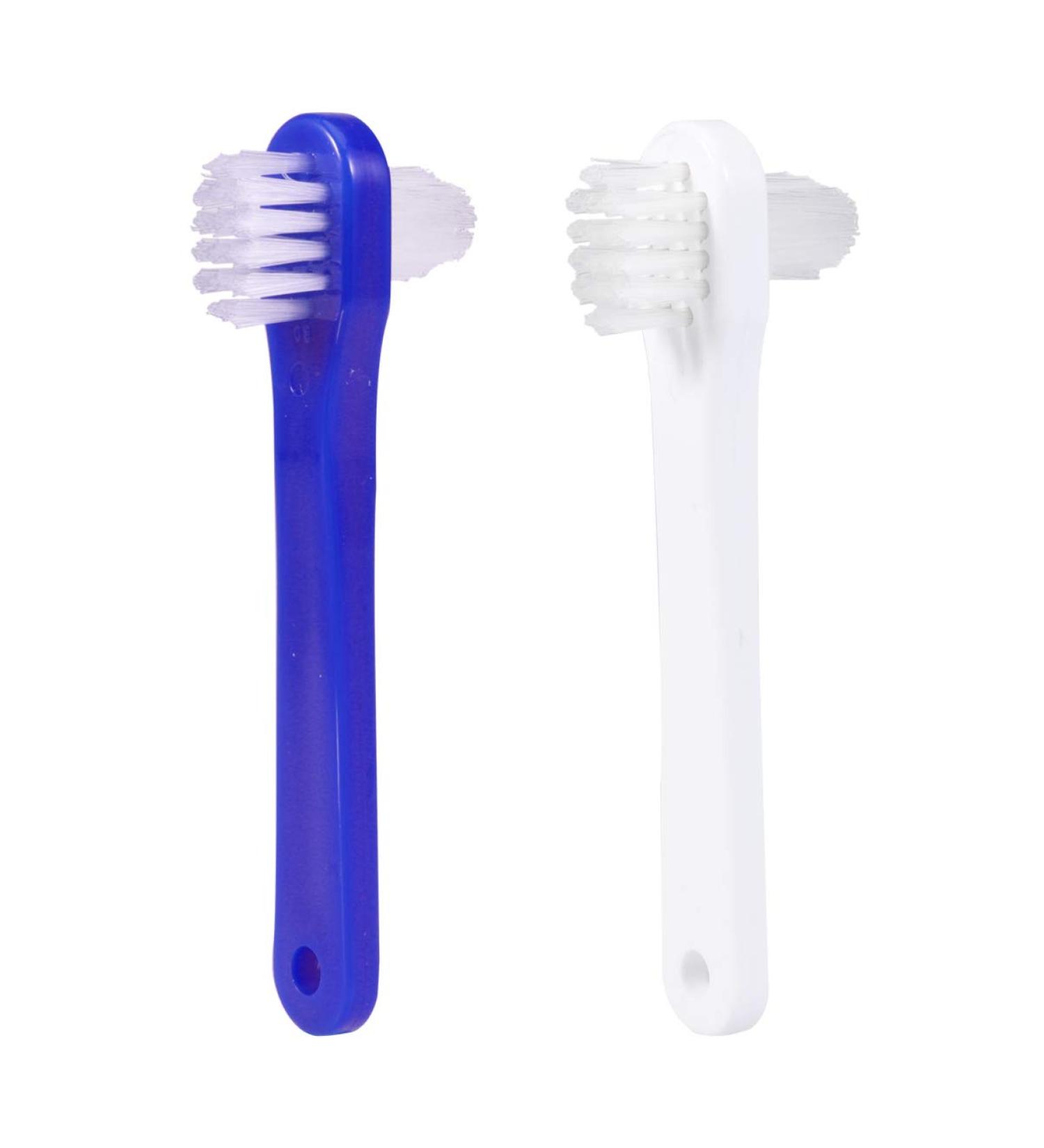 SUPVOX 4pcs Denture Brush Dual Heads Cleaning Tool - White + Blue | Denture Care Brush - Buy Online on GoSupps.com