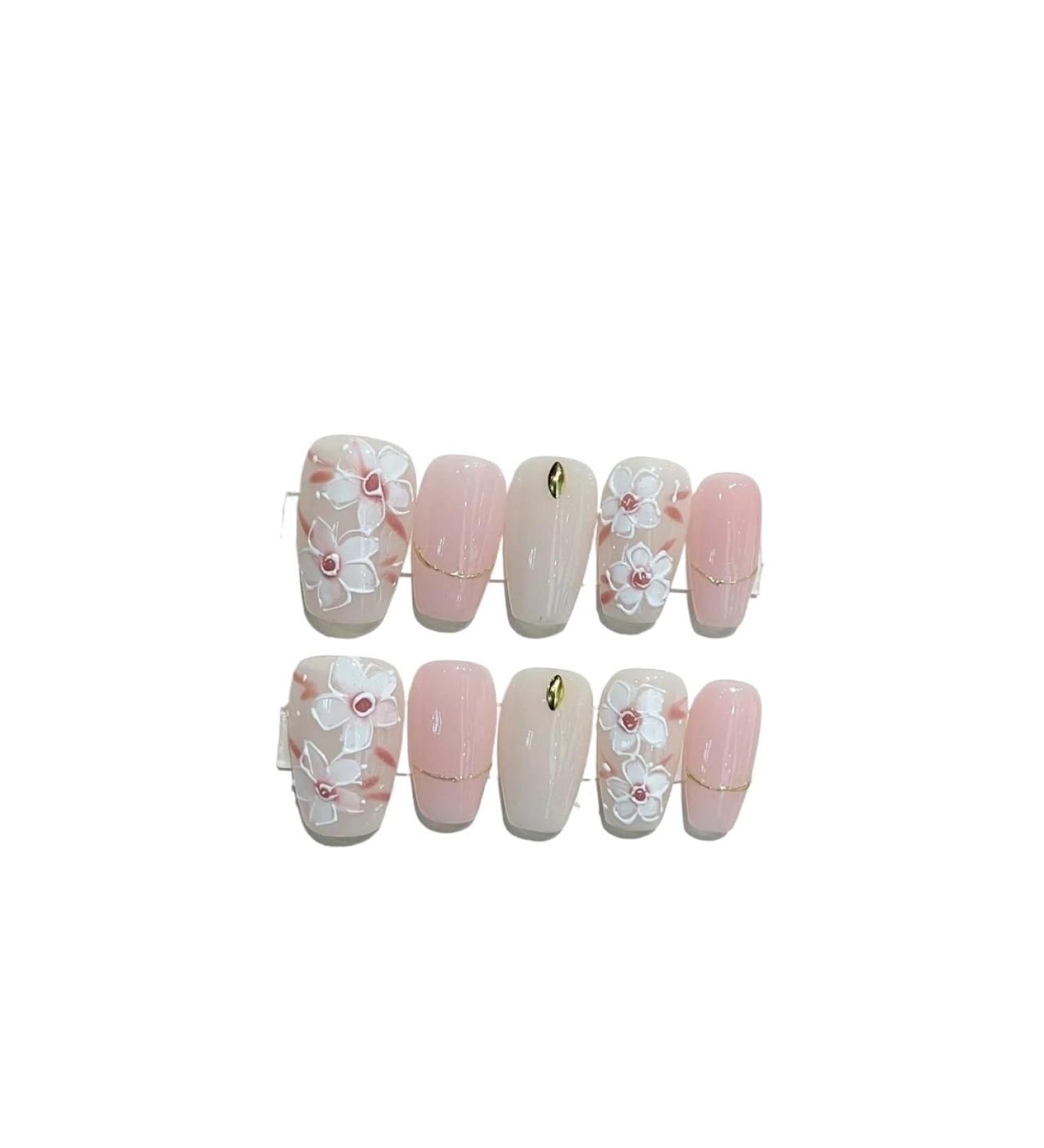 Handmade acrylic pink blush wearable false nails with glue full cover short press on nails lovely girls Nail enhancement (Color : 7 Size : Xs) - Buy Online on GoSupps.com