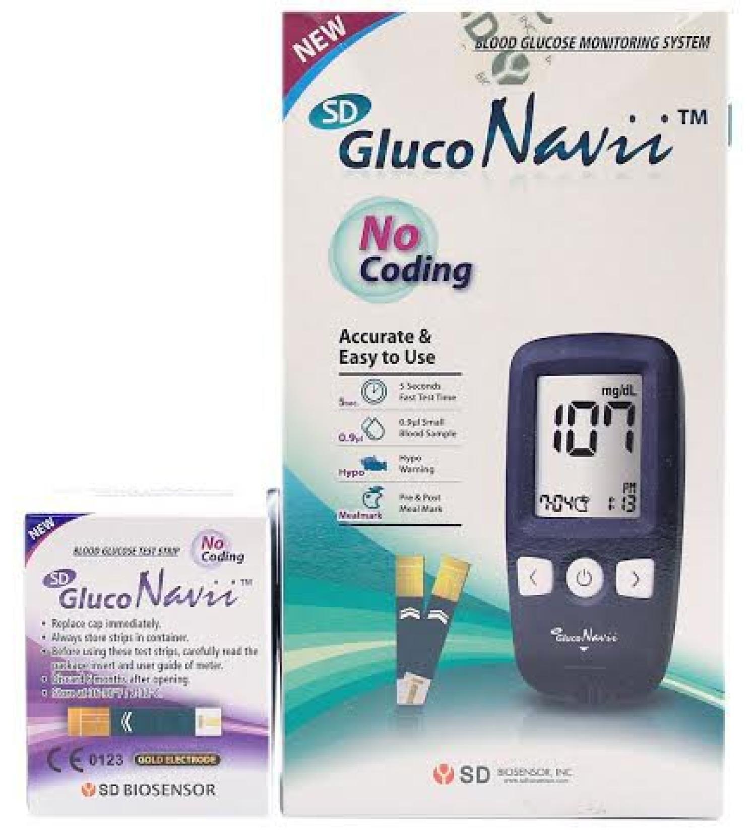 Gluco Navii Blood Glucose Monitoring System + 50 Free Test Strips