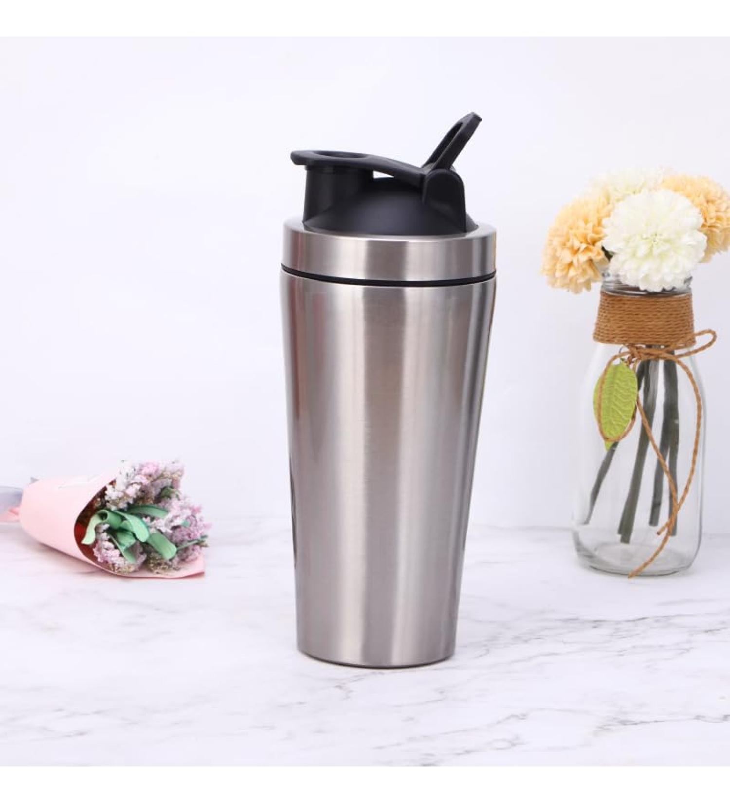 Shaker en Acier Inoxydable avec Boule 16 9 oz en m tal for m langes prot in s Shakes et pr -entra nement | s rie | Bouleau amandier /2245(Color:Stainless Steel Itself)