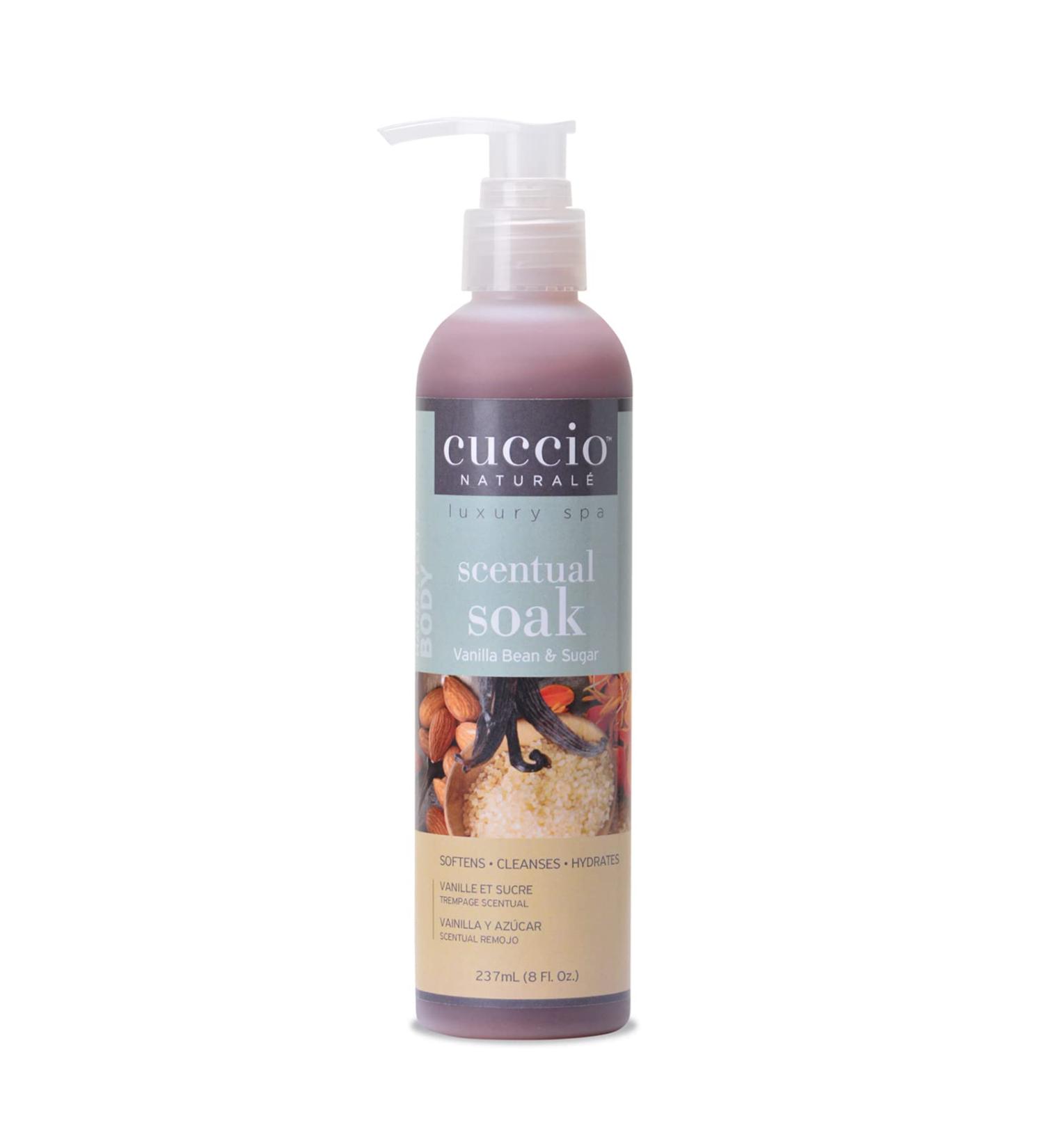 Cuccio Naturale Scentual Soak - Creamy  Liquid Wash For Mani-Pedi - No Parabens - Soften  Cleanse And Hydrate Skin - Anti-Aging Solution - Use On Hands  Body And Feet - Vanilla Bean And Sugar - 8 Oz Vanilla Bean & Sugar ...
